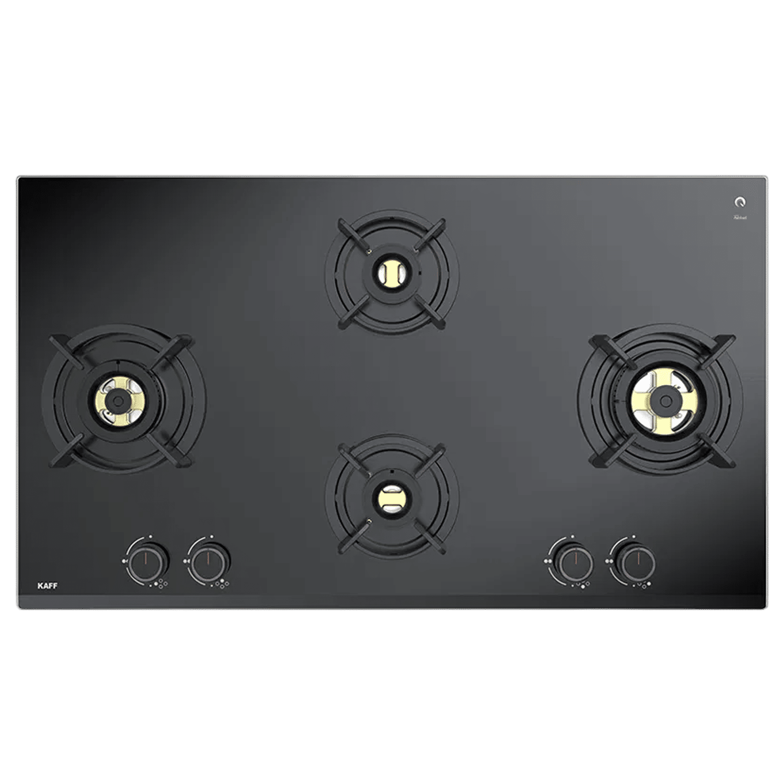 KAFF ASF 94V Toughened Glass Top 4 Burner Automatic Hob (Flame Failure Device, Black)