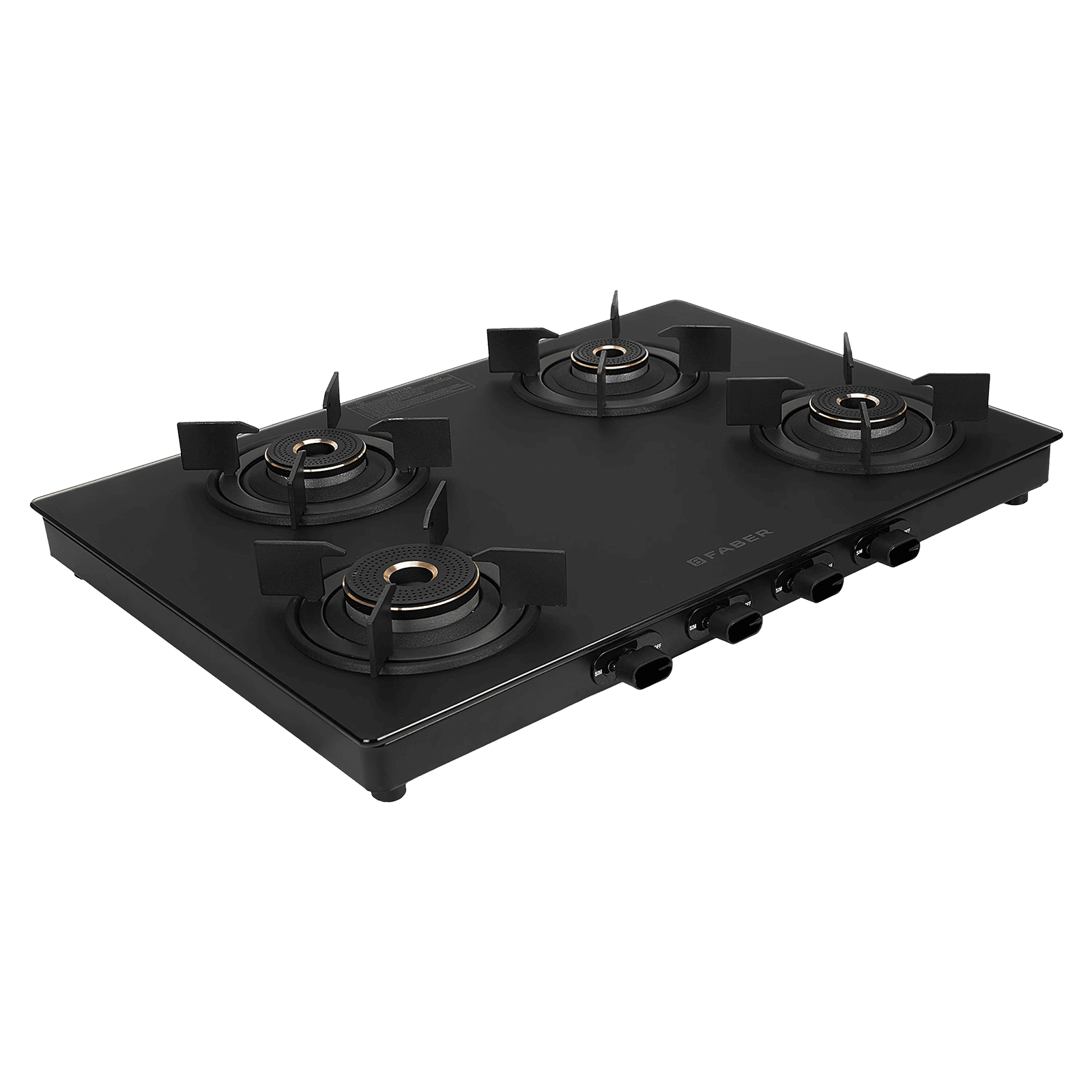 FABER NEBULA Glass Top 4 Burner Manual Gas Stove (Matt Finish, Black)