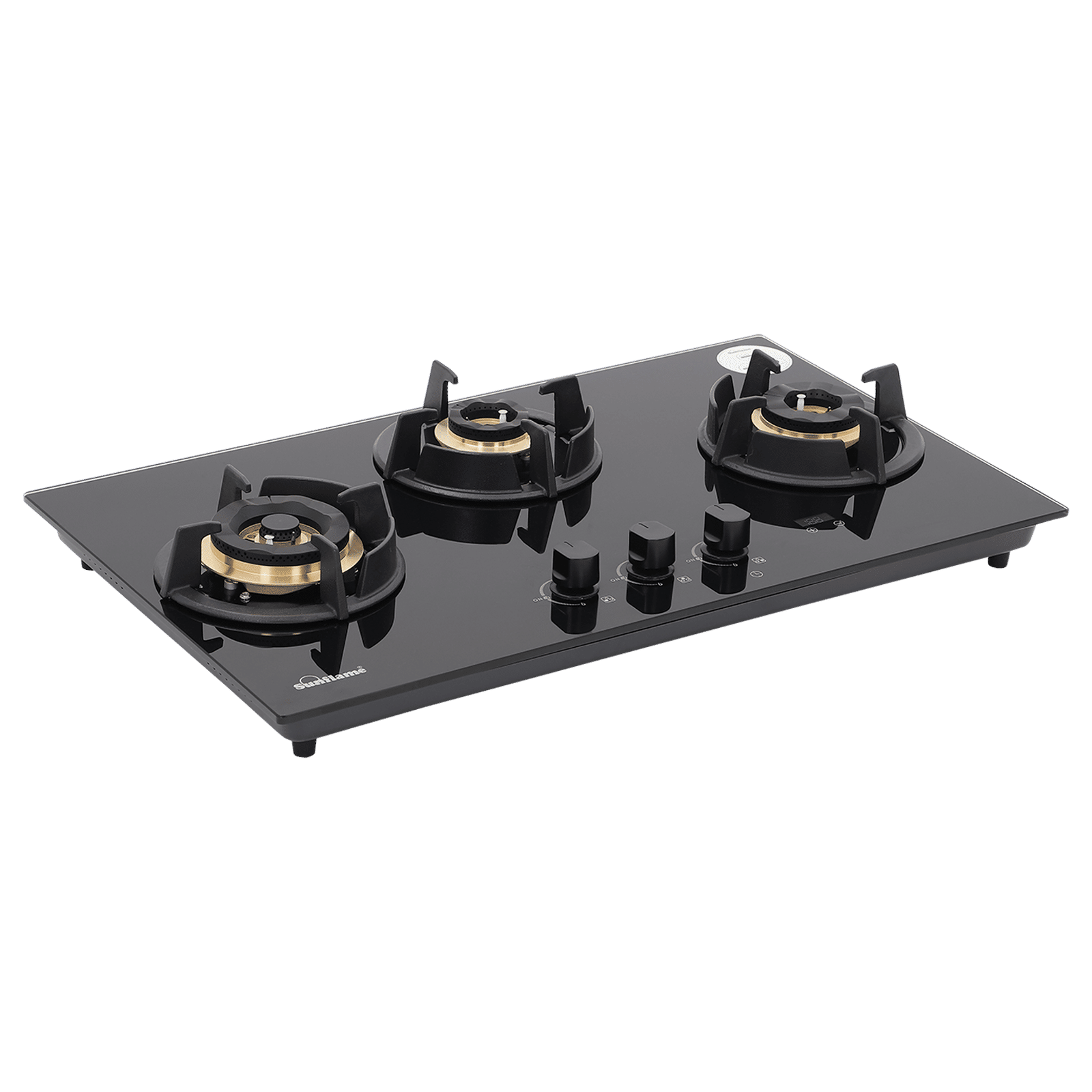 Sunflame SHA 376 UBR Toughened Glass Top 3 Burner Automatic Hob (Flame Failure Device, Black)