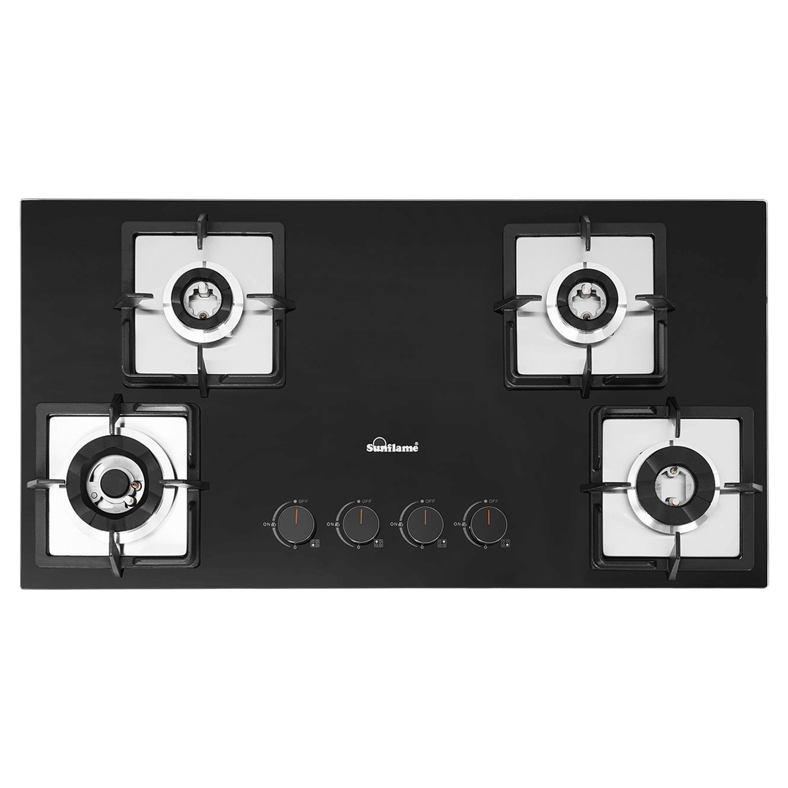 Sunflame SHA 486 PHS Toughened Glass Top 4 Burner Automatic Hob (Flame Failure Device, Black)