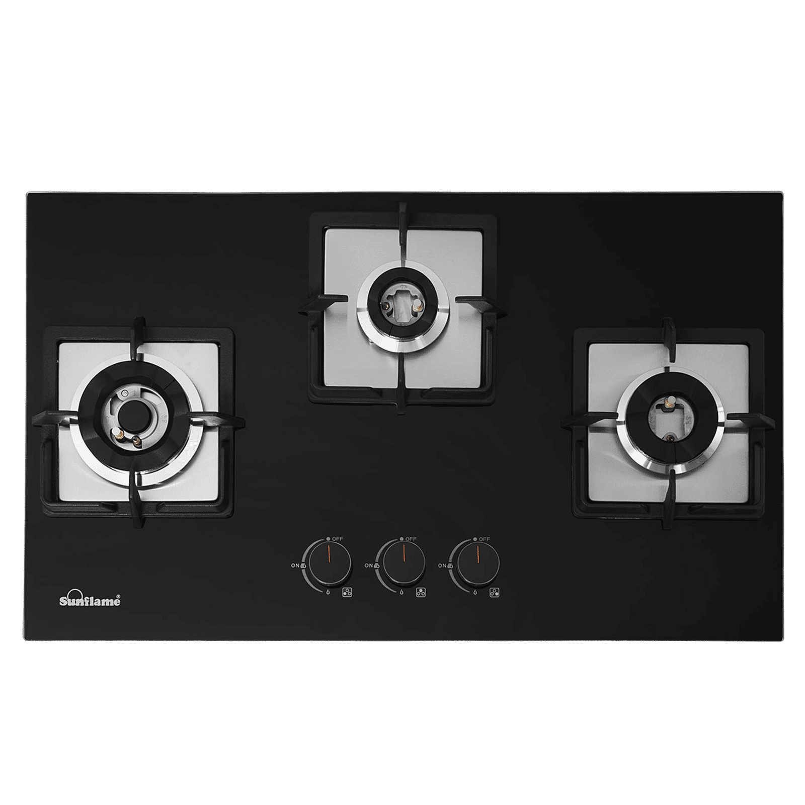 Sunflame SHA 376 PHS Tempered Glass Top 3 Burner Automatic Hob (Flame Failure Device, Black)