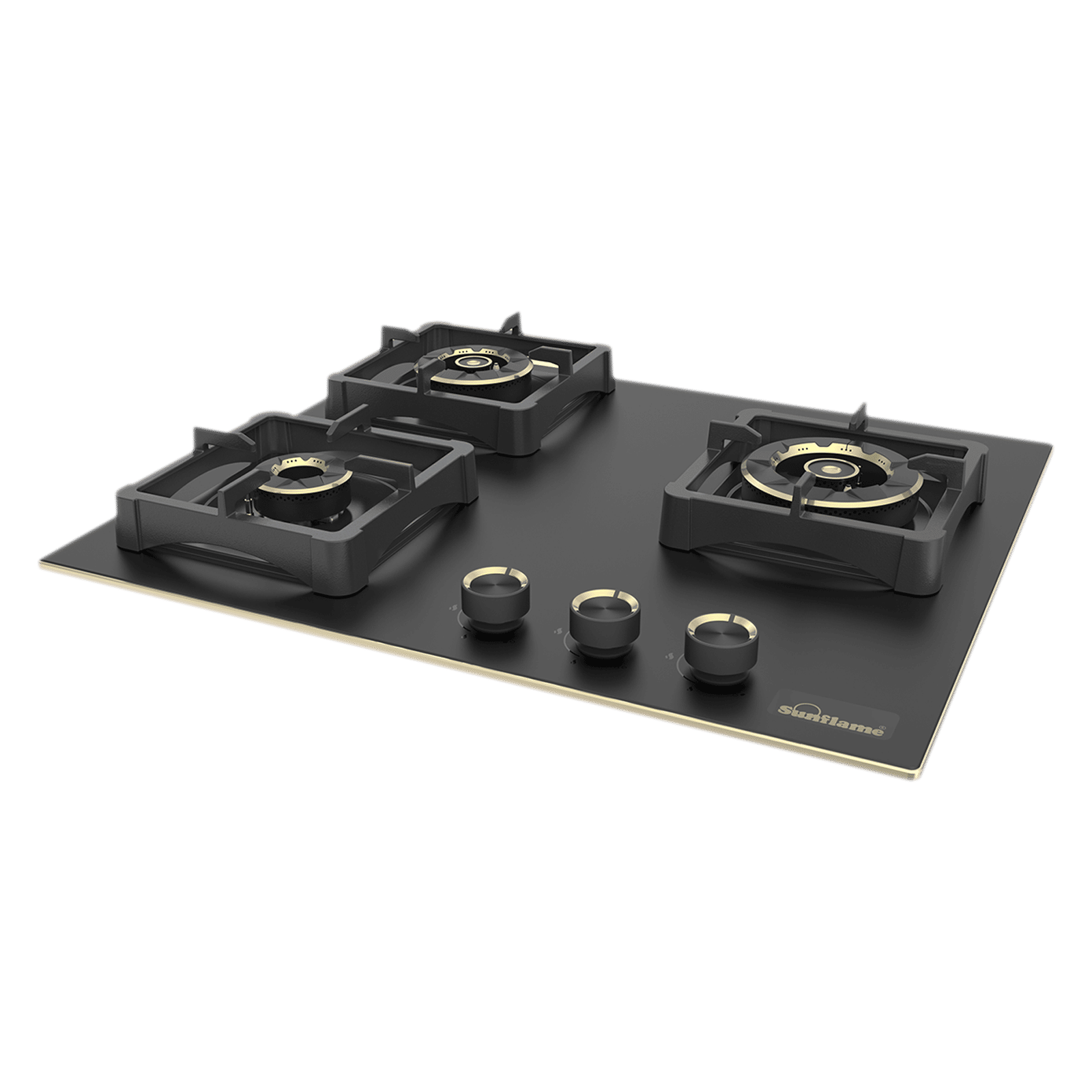 Sunflame SHA 360 SBS Toughened Glass Top 3 Burner Automatic Hob (Flame Failure Device, Black)