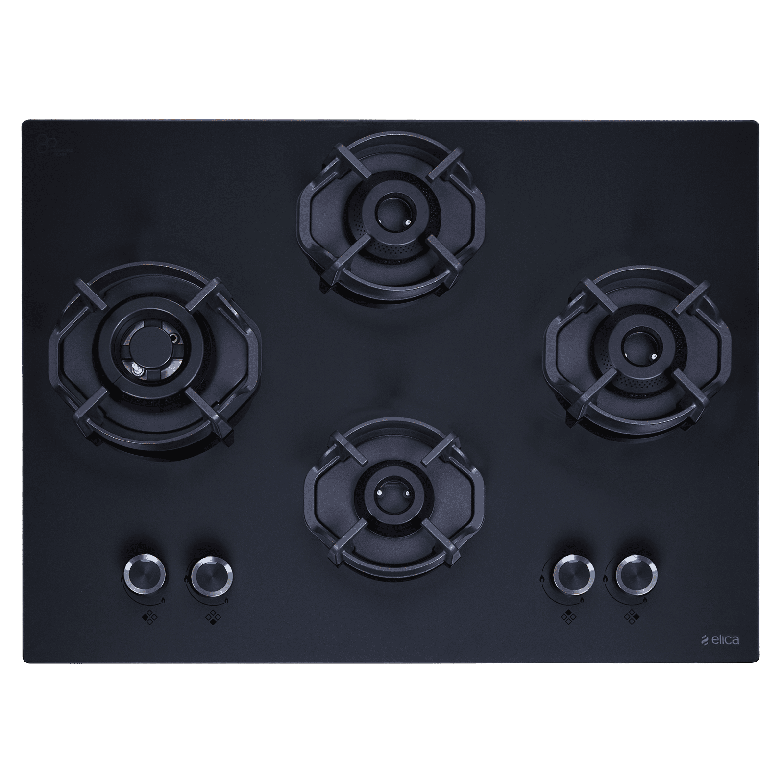 Elica MATT FLEXI HEXA LOTUS IND HD BRASS SERIES Toughened Glass Top 4 Burner Automatic Hob (Multi-Flame Burners, Black)