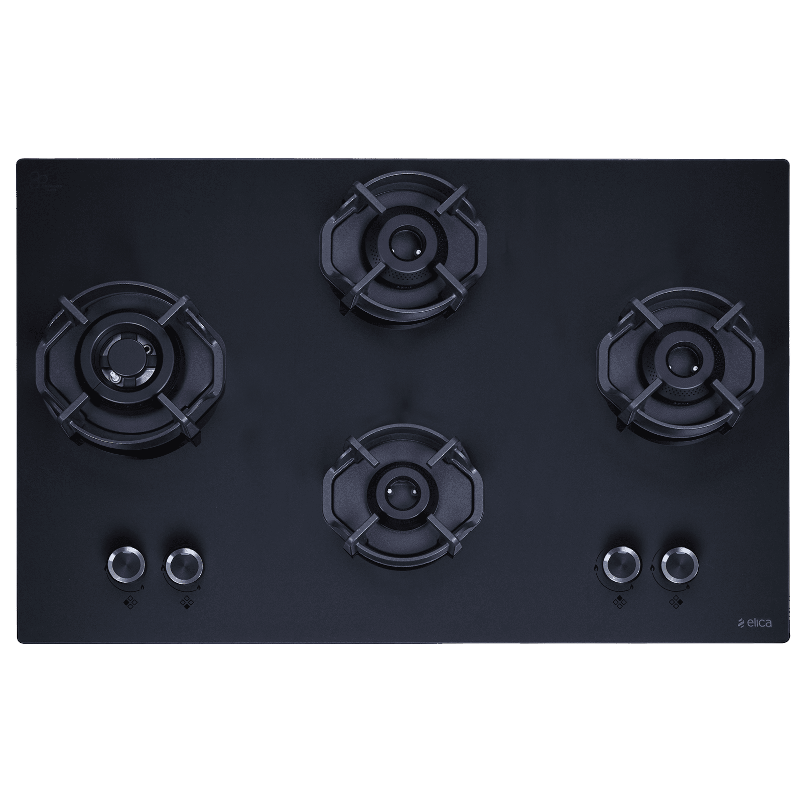 Elica MATT FLEXI HEXA LOTUS IND HD BRASS SERIES Toughened Glass Top 4 Burner Automatic Hob (Multi-Flame Burners, Black)