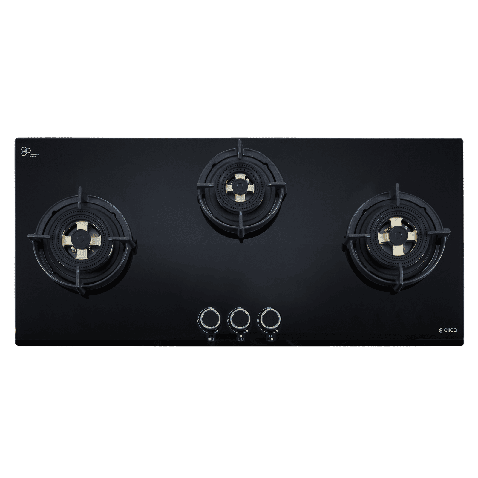 elica FLEXI DFS FB MFC 3B 90 DX FFD Toughened Glass Top 3 Burner Automatic Hob (Direct Multi Flame Burners, Black Glass)