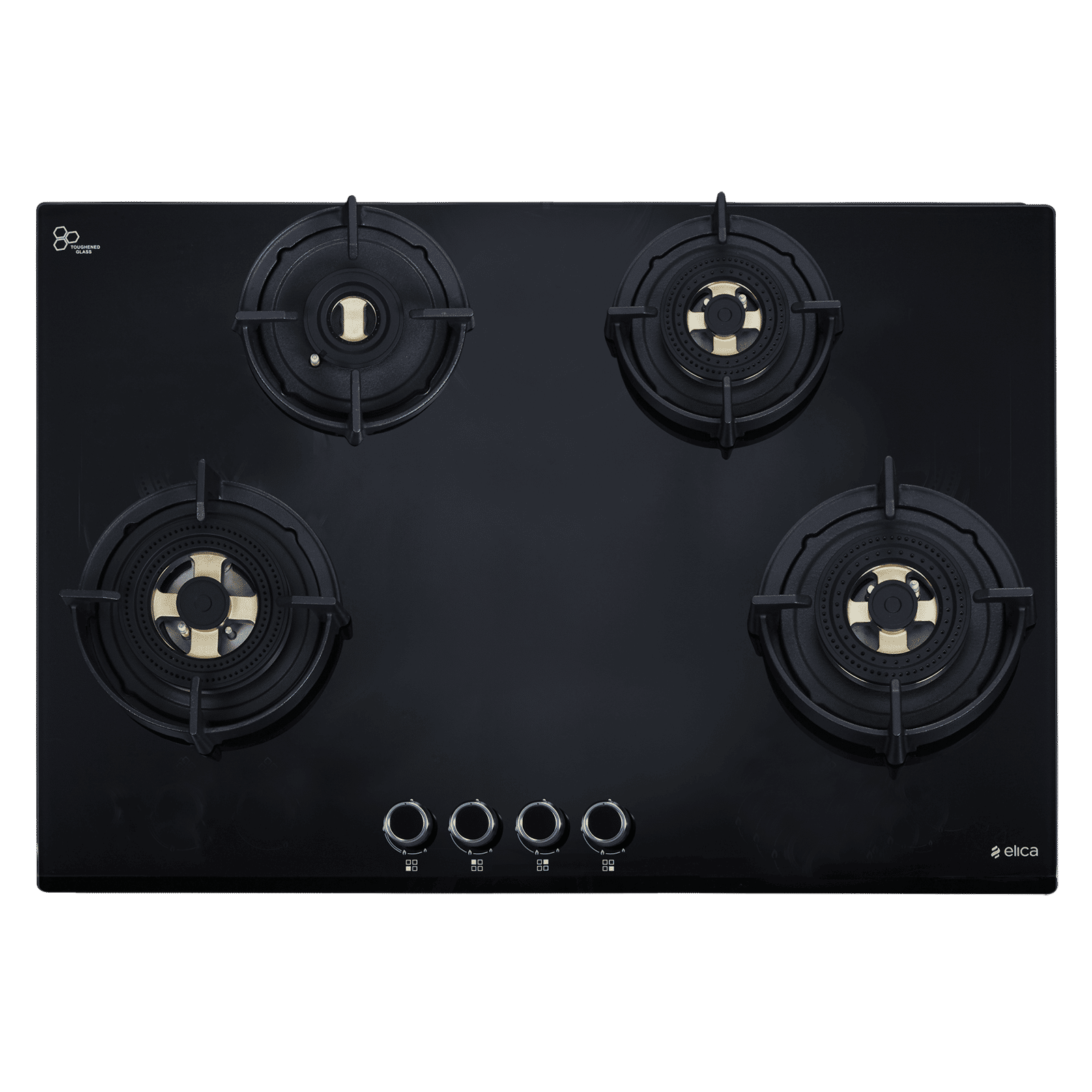 elica DFS FB MFC 4B 90 R Toughened Glass Top 4 Burner Automatic Hob (Direct Multi Flame Burners, Black Glass)