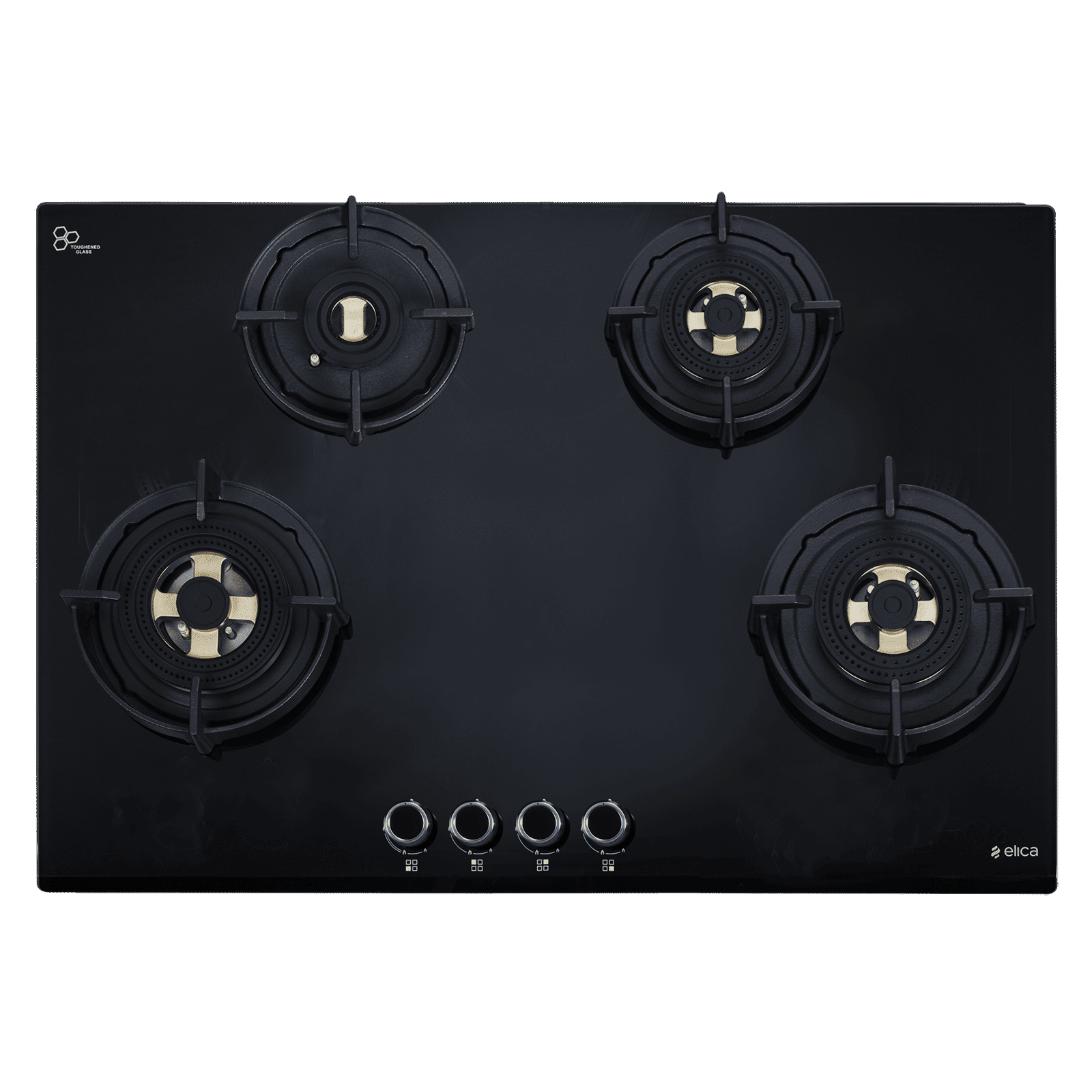 elica FLEXI DFS FB MFC 4B 90 R FFD Toughened Glass Top 4 Burner Automatic Hob (Direct Multi Flame Burners, Black Glass)