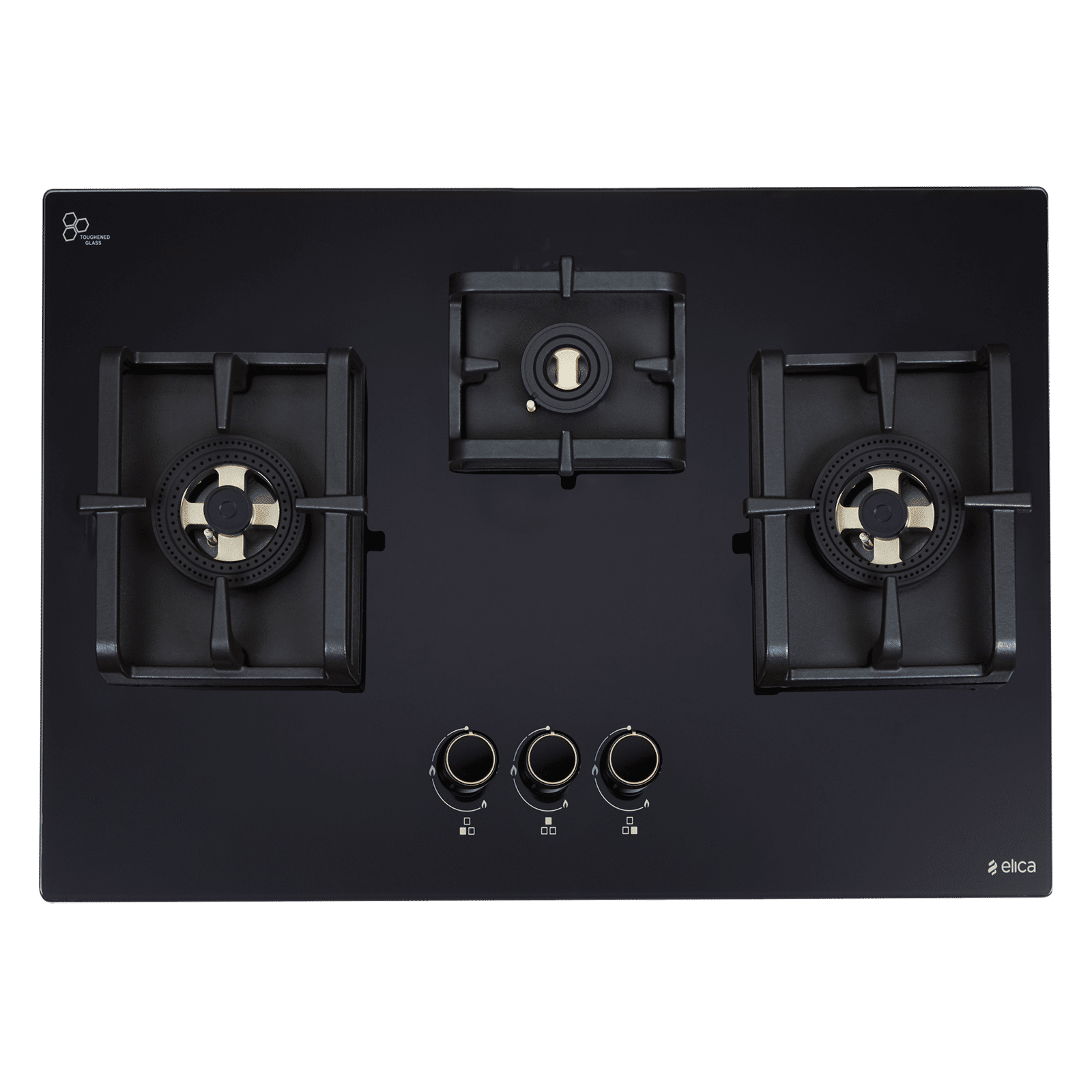 elica DFS PRO FB 3B 70 DX Toughened Glass Top 3 Burner Automatic Hob (Direct Multi Flame Burners, Black Glass)