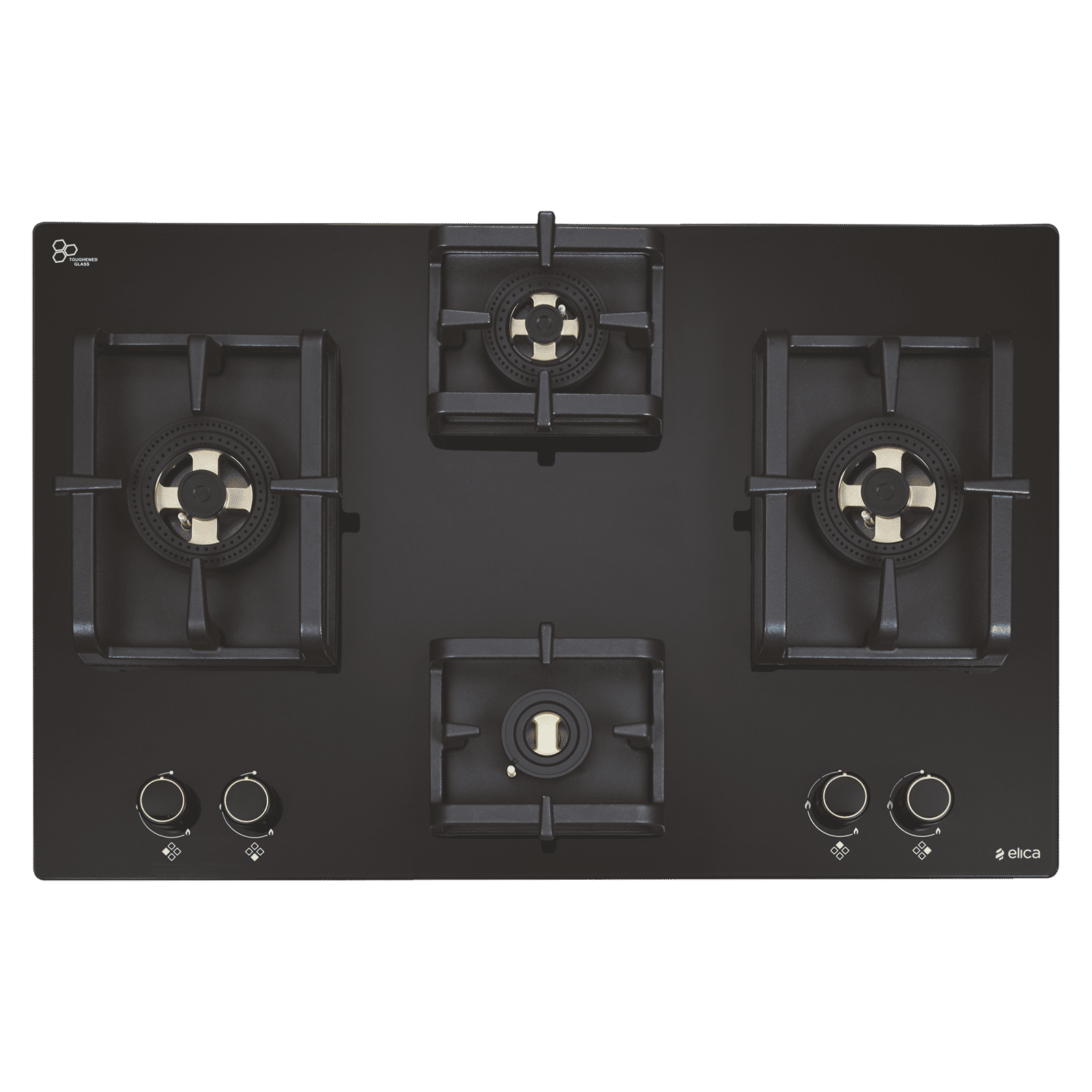 elica DFS PRO FB 4B 70 DX Toughened Glass Top 4 Burner Automatic Hob (Direct Multi Flame Burners, Black Glass)