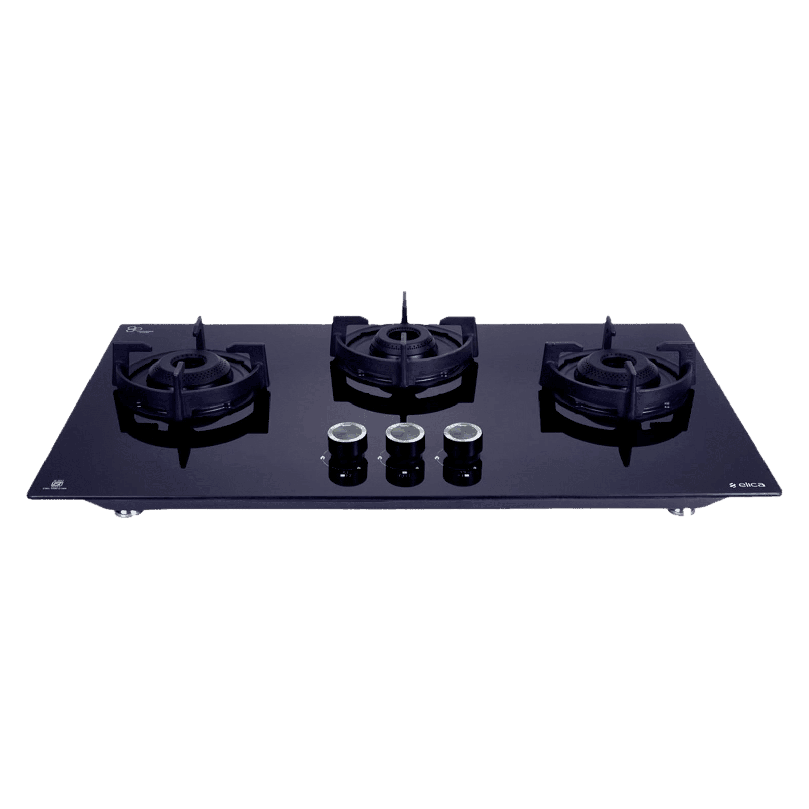 elica FLEXI 375 LOTUS IND HD BRASS Toughened Glass Top 3 Burner Automatic Hob (Cast Iron Pan Support with Heat Guard, Black)
