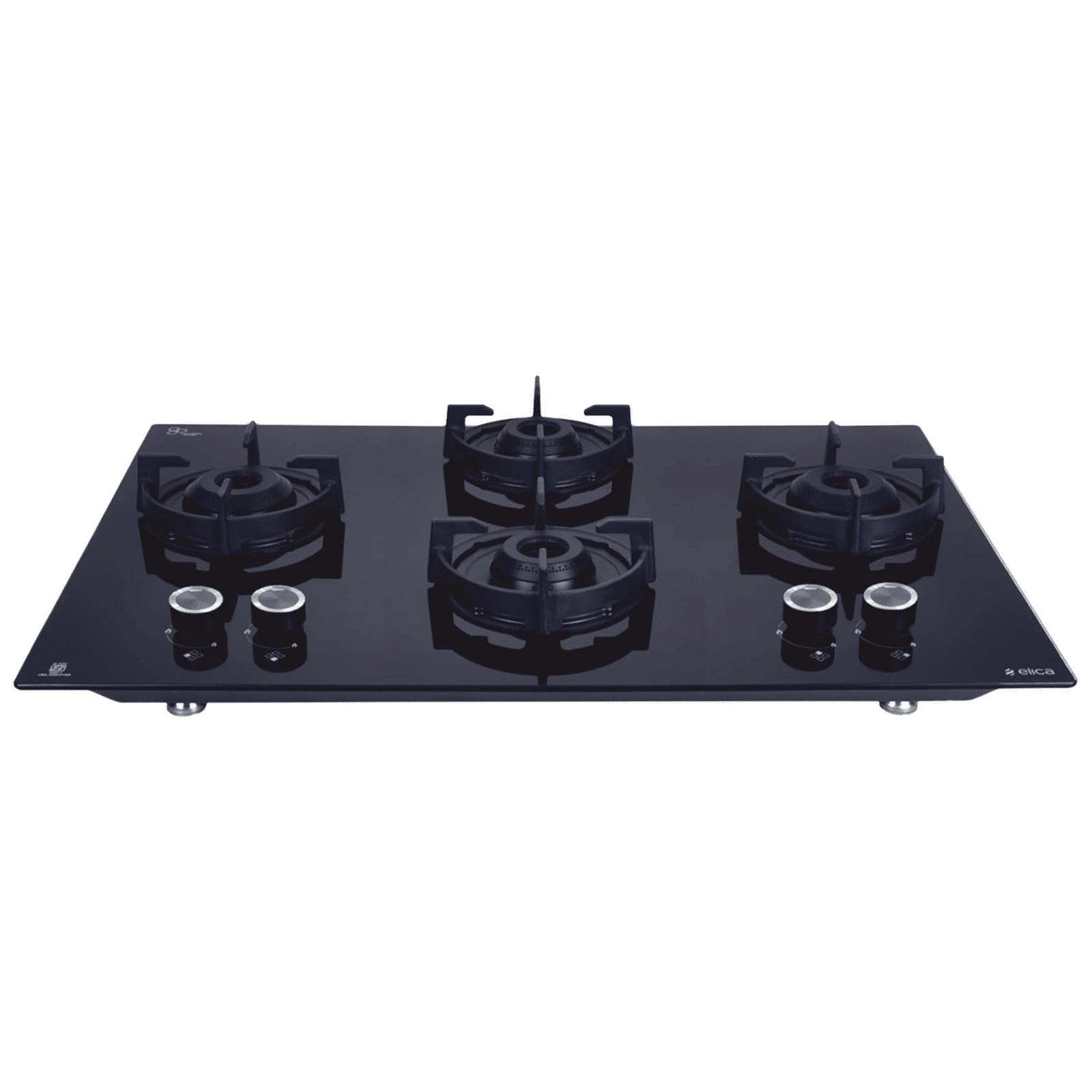 elica FLEXI 491 LOTUS IND HD BRASS Toughened Glass Top 4 Burner Automatic Hob (Cast Iron Pan Support with Heat Guard, Black)