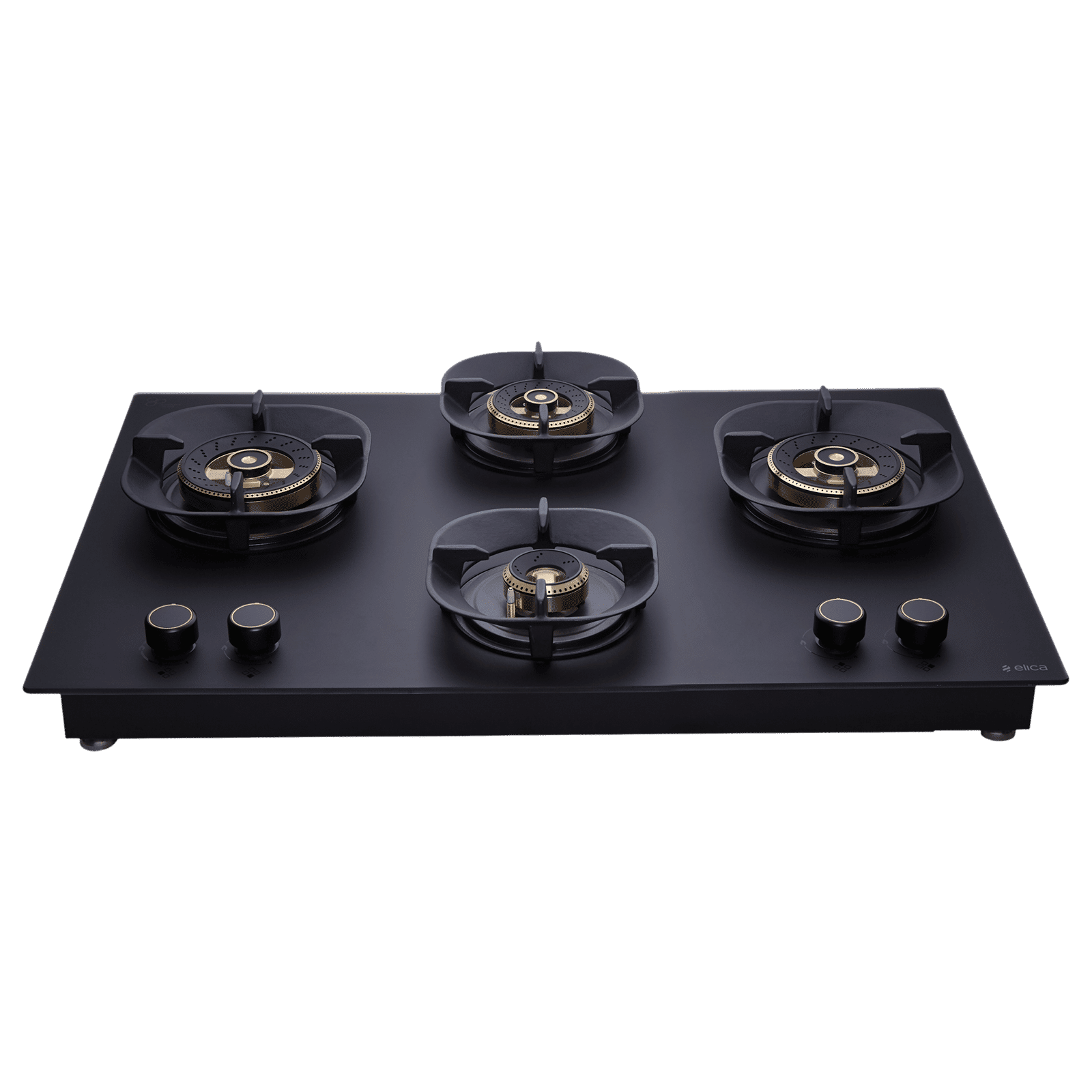 elica MATT CROWN DFS HE FB MFC 4B 70 Toughened Glass Top 4 Burner Automatic Hob (Direct Multi Flame Burners, Matt Glass)