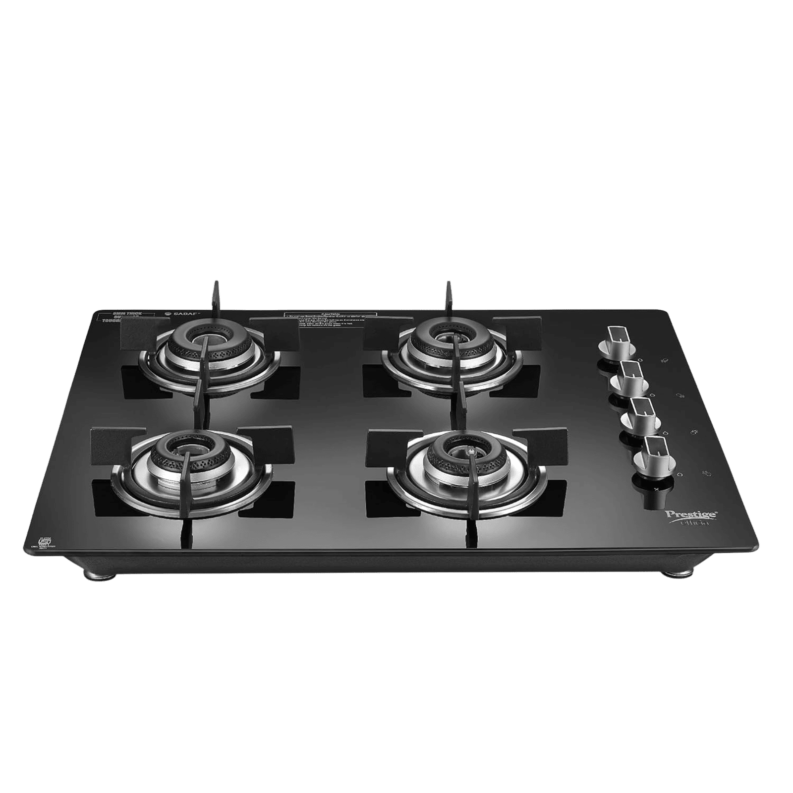 Prestige Efficia 04 AI Toughened Glass Top 4 Burner Automatic Hob (Dual Function & Convertible Design, Black)