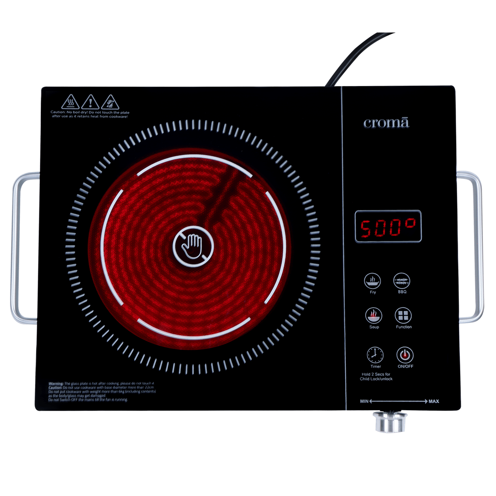Croma Infrared 2200W Induction Cooktop with 3 Preset Menus