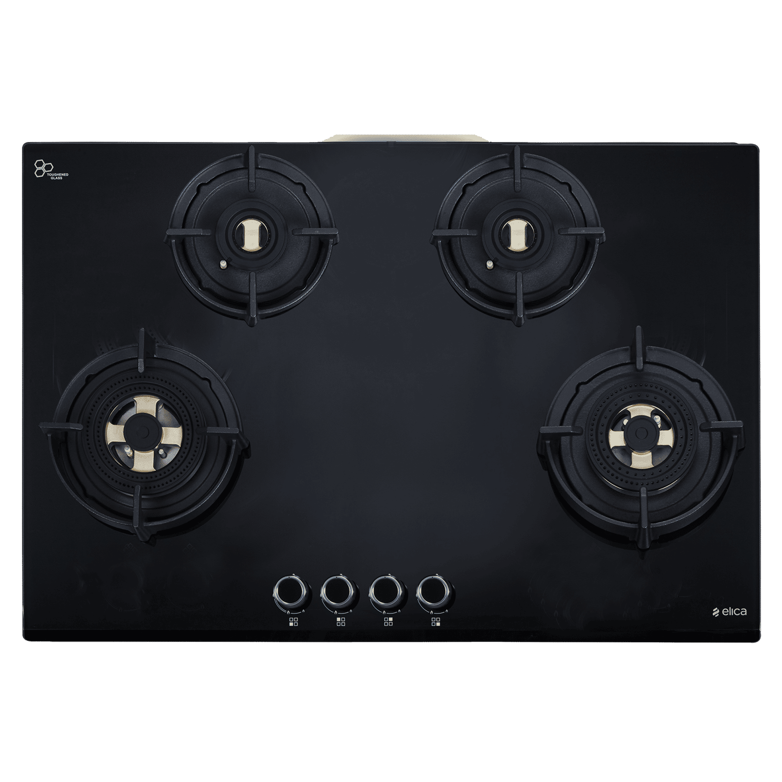 elica FLEXI DFS FB MFC 4B 75 FFD Glass Top 4 Burners Automatic Hob (Flame Failure Device, Black Glass)