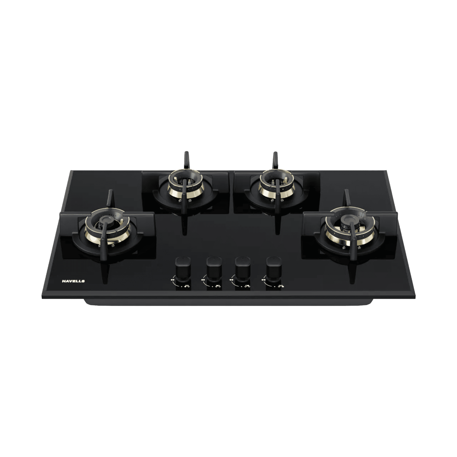 Havells Centuro 4B 80 T AI Auto Ignit Toughened Glass Top 4 Burner Automatic Hob (Ergonomically Designed Knob, Black)