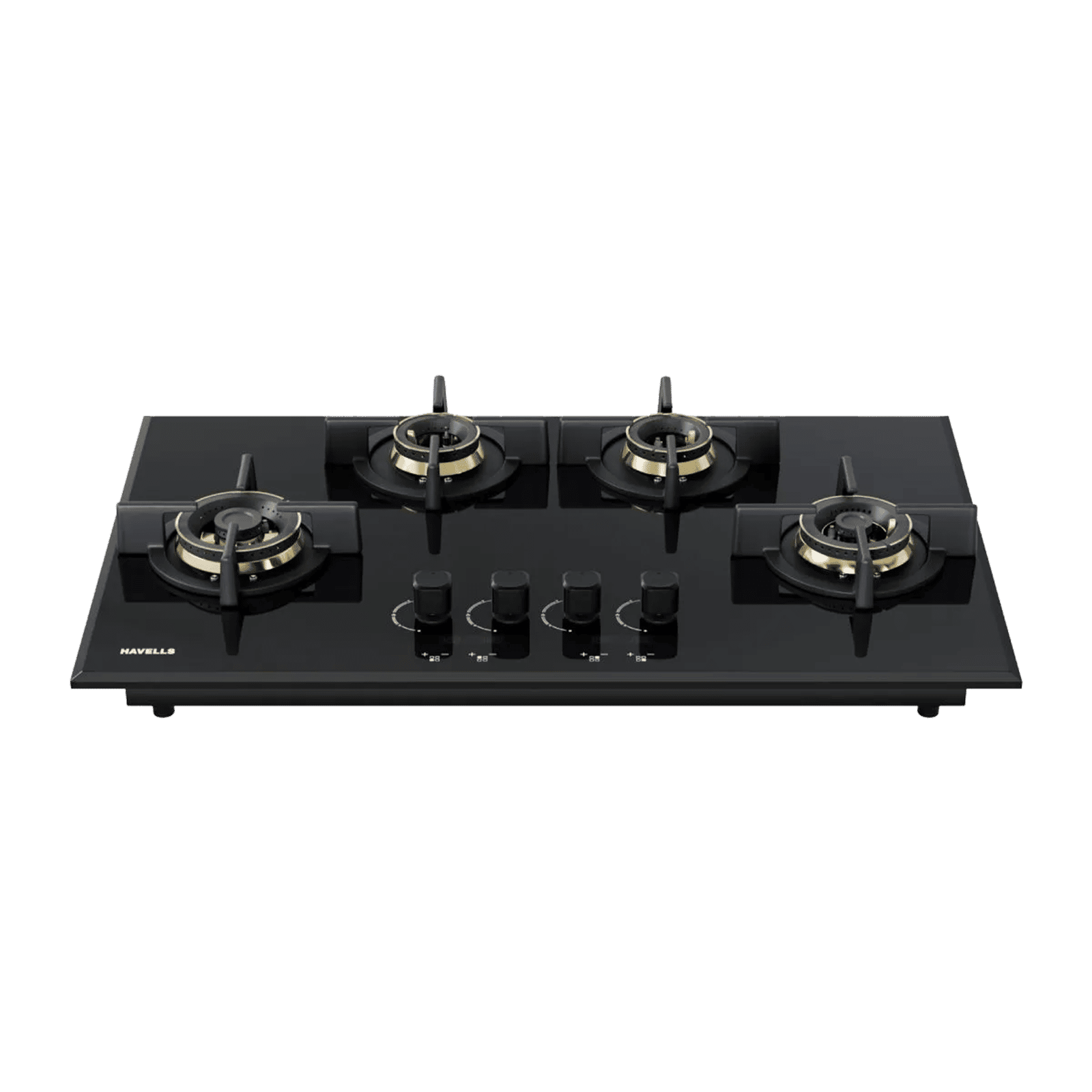 Havells Centuro Timer 4B 80 T AI Timer Toughened Glass Top 4 Burner Automatic Hob (Precise Flame Control, Black)