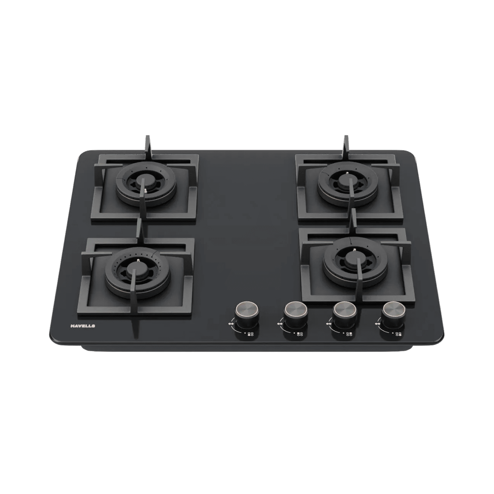 Havells Regio 4B 60 AI Auto Ignit Toughened Glass Top 4 Burner Automatic Hob (Ergonomically Designed Knob, Black)