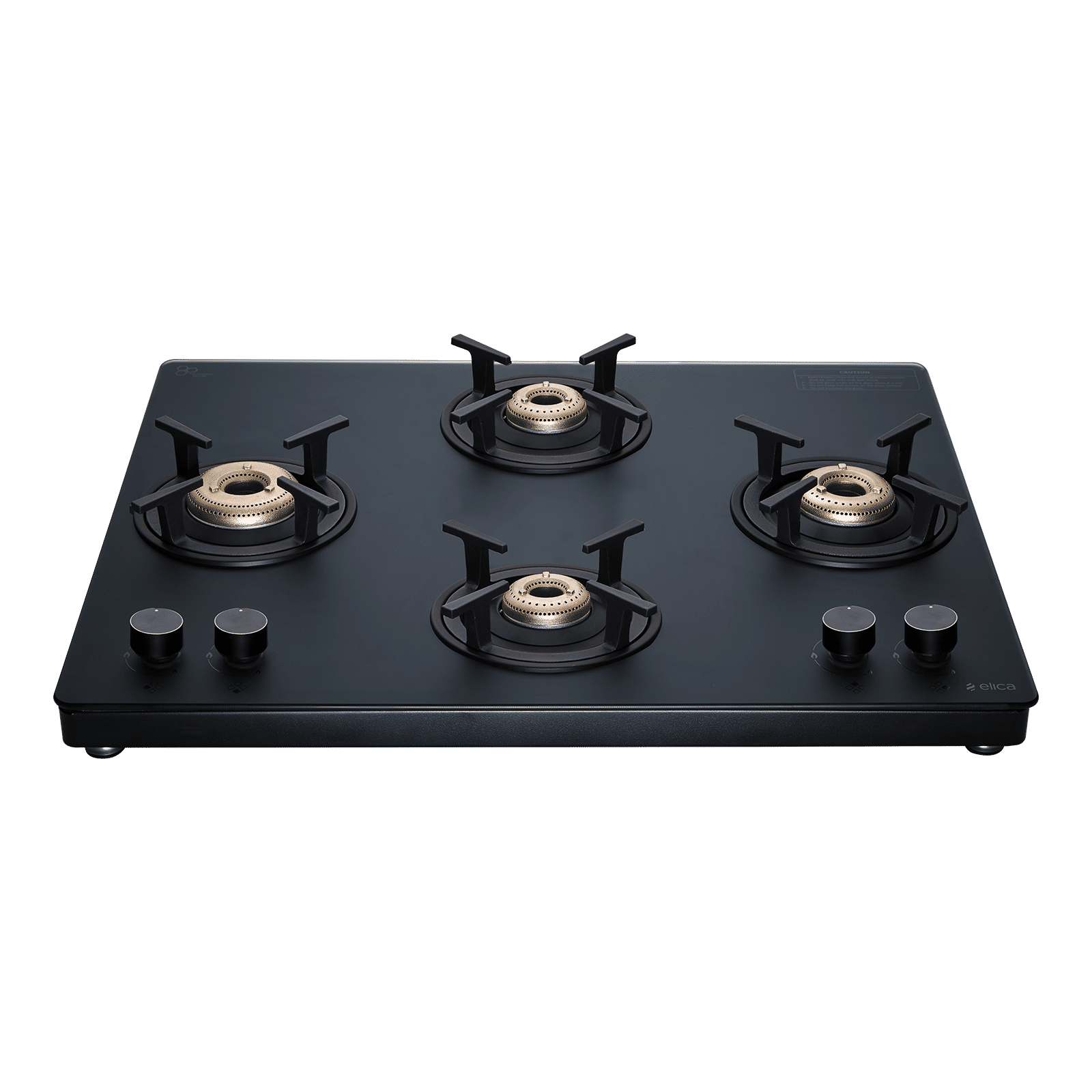 Elica MATT TOP KNOB SERIES Toughened Glass Top 4 Burner Automatic Gas Stove (Ultra Slim Frame, Black)