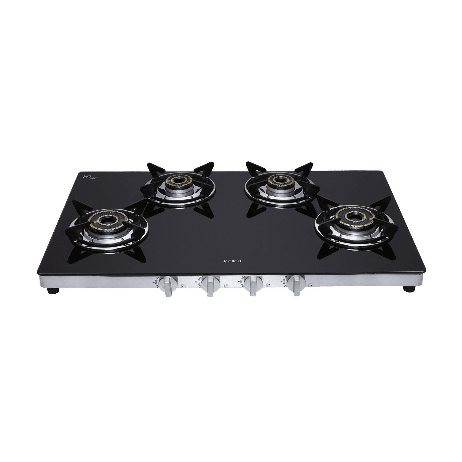 Elica SAPPHIRE 774 CT VETRO (DT SERIES) Toughened Glass Top 4 Burner Manual Gas Stove (Heavy Duty, Black)