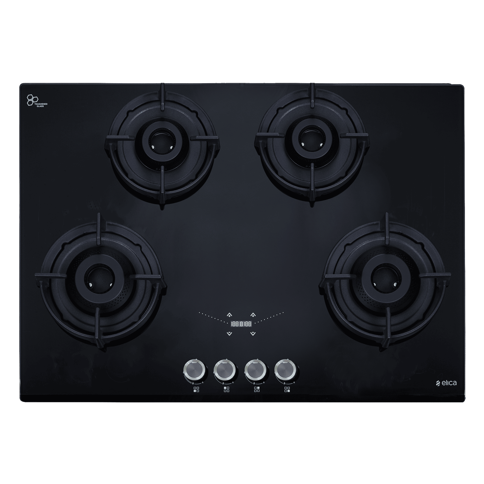 elica FLEXI TC 475 LOTUS IND HD BRASS FFD Toughened Glass Top 4 Burner Automatic Hob (Flame Failure Device, Black)