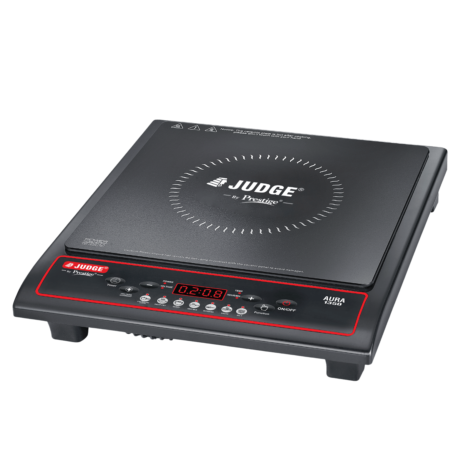 JUDGE By Prestige Aura 1350W Induction Cooktop with 7 Preset Menus