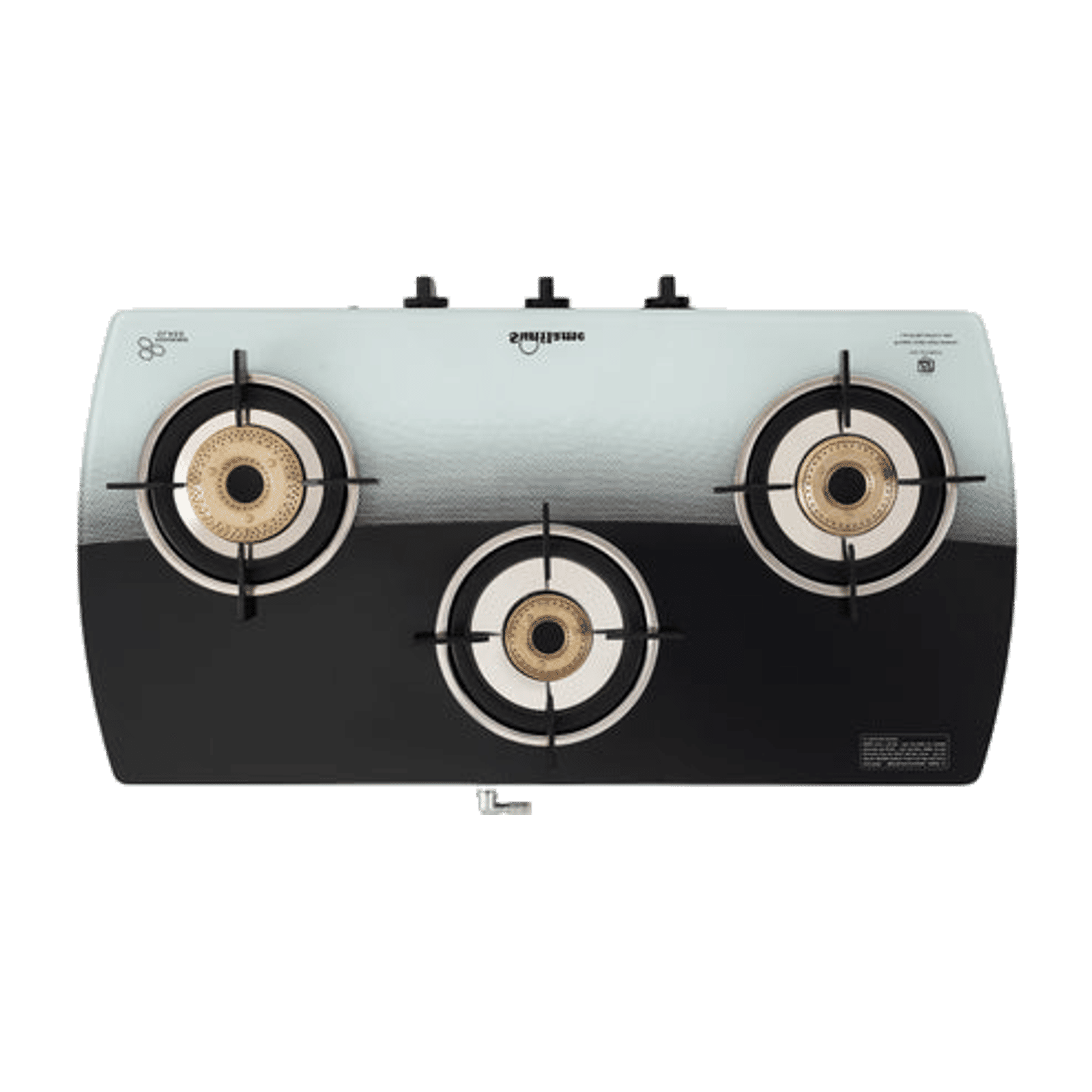 Sunflame SGM 3B BK Toughened Glass Top 3 Burners Manual Gas Stove (Double Drip Trays, Black and White)