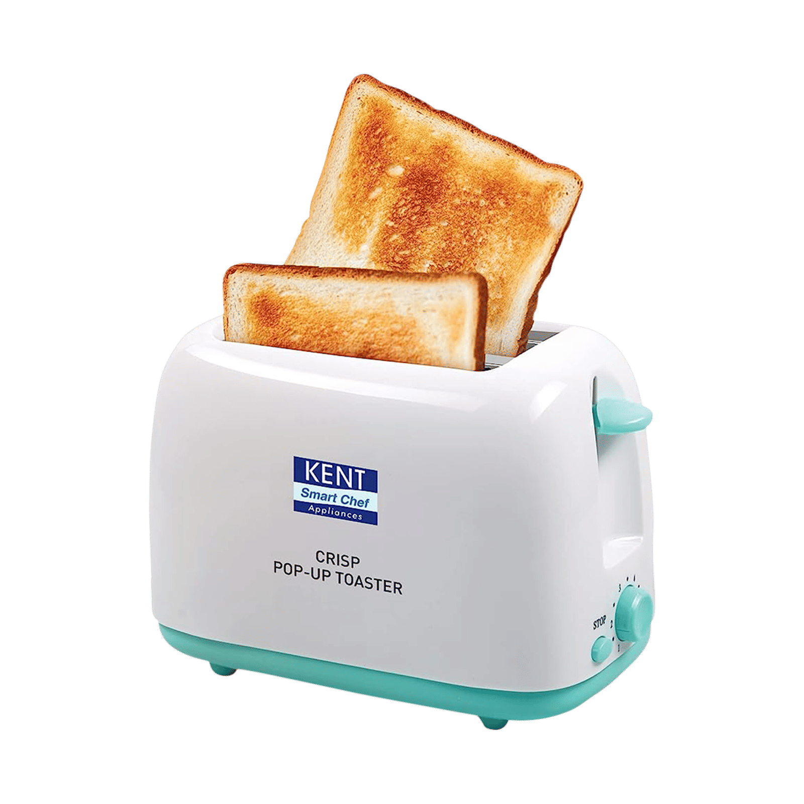 KENT Crisp 650-750W 2 Slice Pop-Up Toaster with 6 Heat Setting (White)