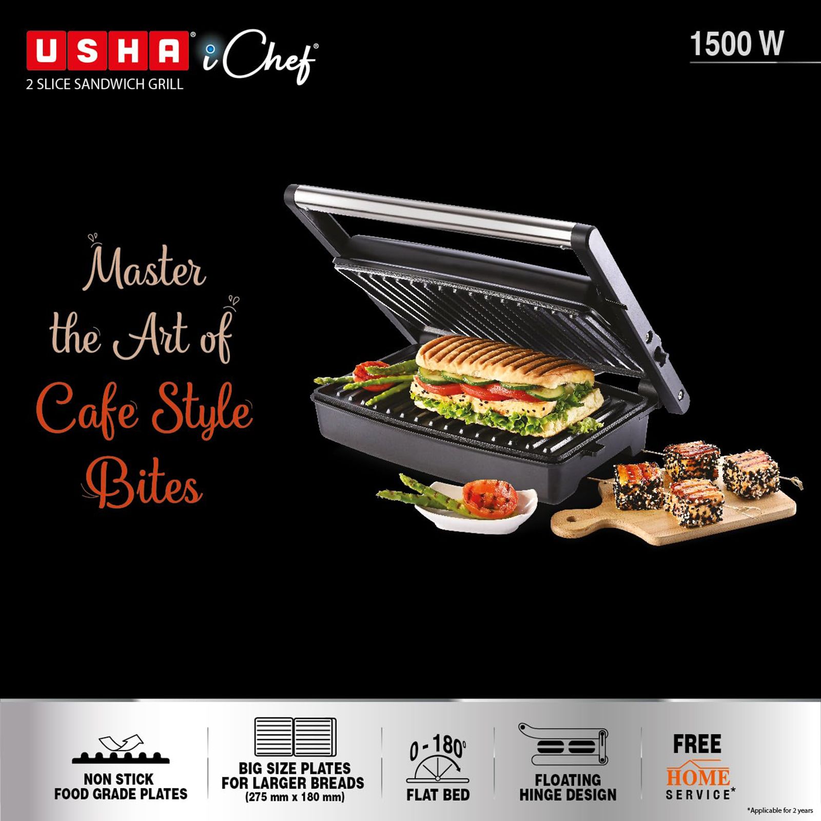 Buy USHA iCHEF 1500W Slice Sandwich Maker with Anti Skid Feet