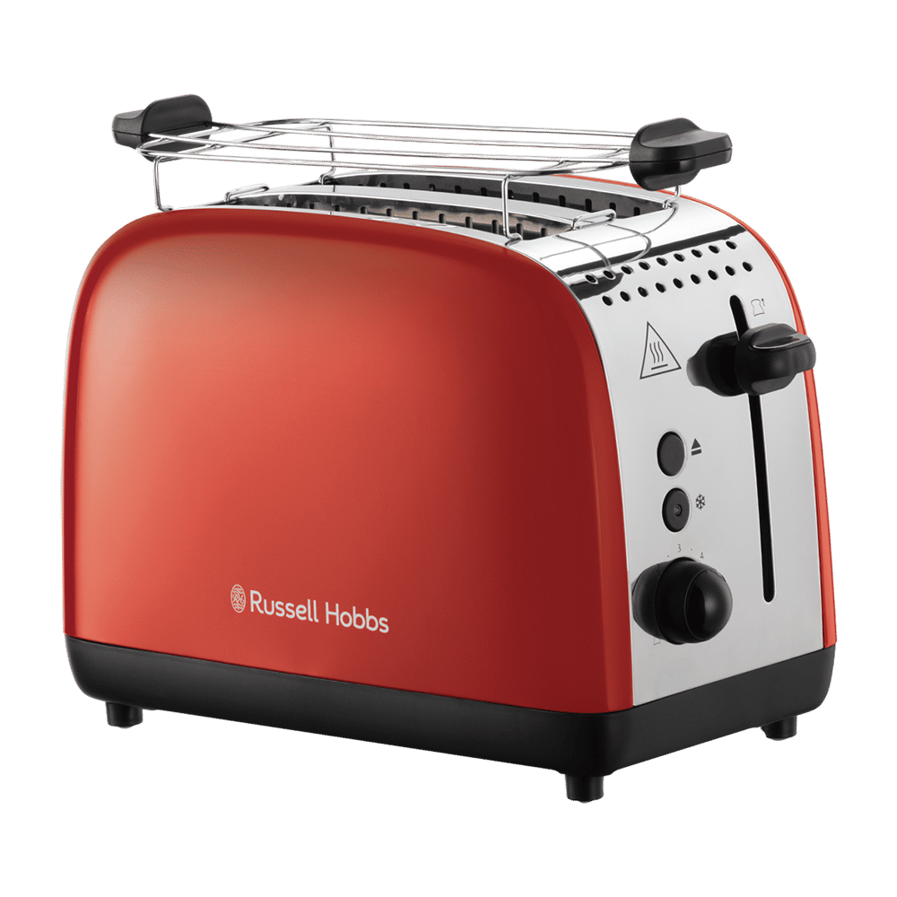 Russell Hobbs Colours Plus 1600W 2 Slice Pop-up Toaster with 6 Temperature Settings (Red)