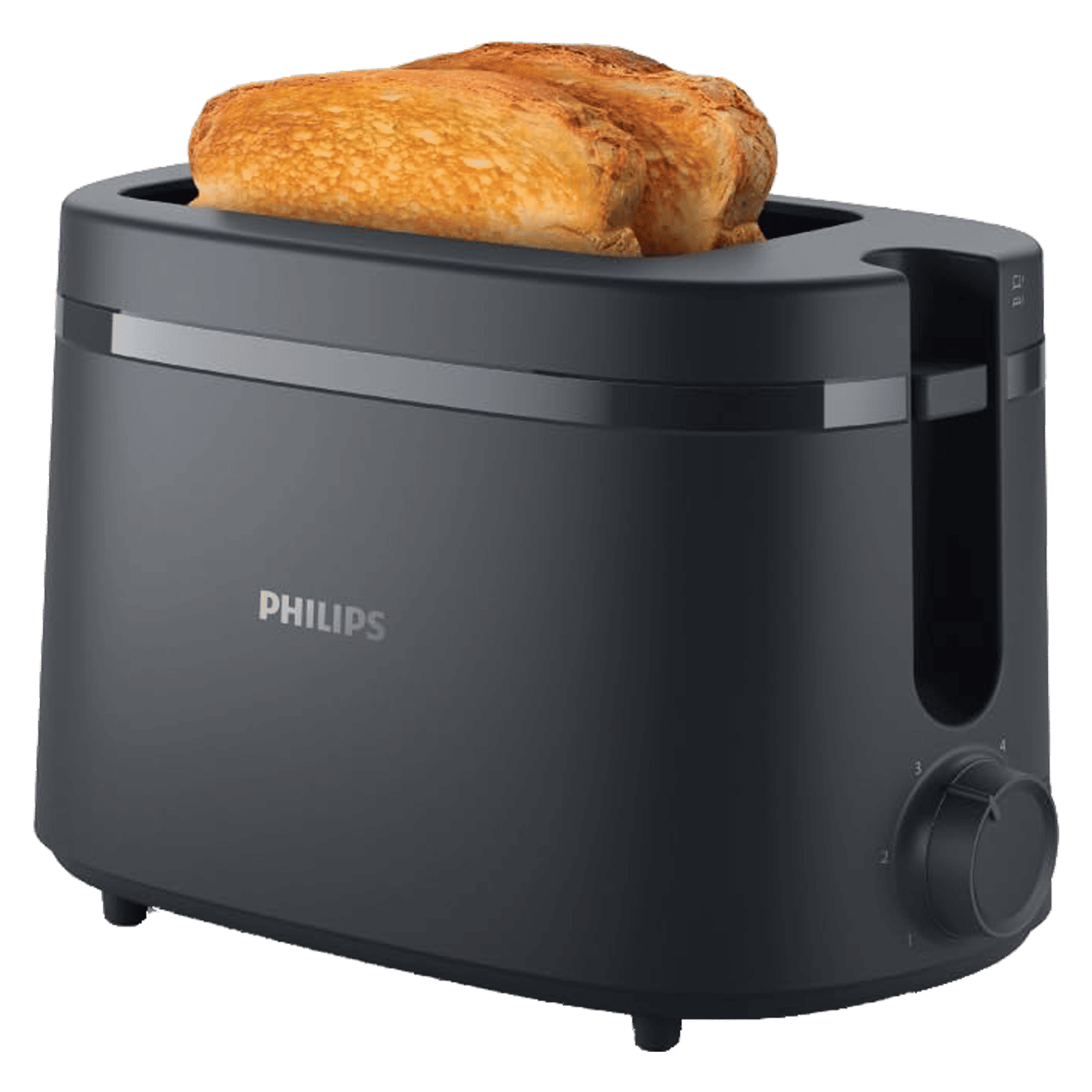 PHILIPS Essentials Collection 1000 Series 650W 2 Slice Pop-Up Toaster with 6 Level Browning Controls (Charcoal Grey)