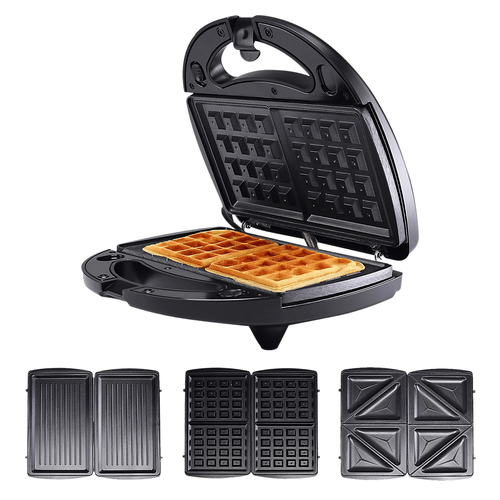 Croma AK6203 800W 2 Slice 3-in-1 Sandwich Maker with Automatic Operation (Black)