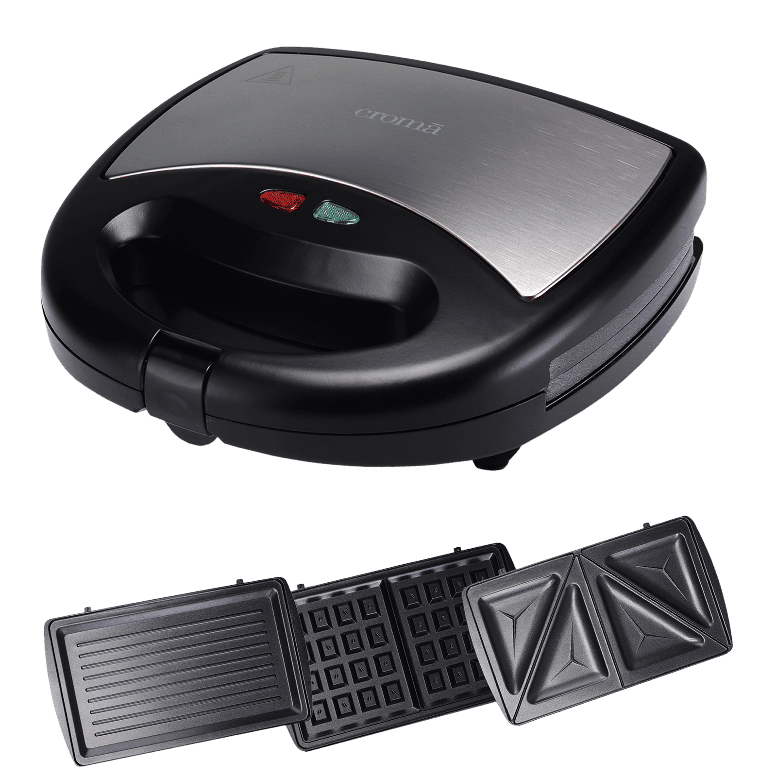 Croma AK6203 800W 2 Slice 3-in-1 Sandwich Maker with Automatic Operation (Black)