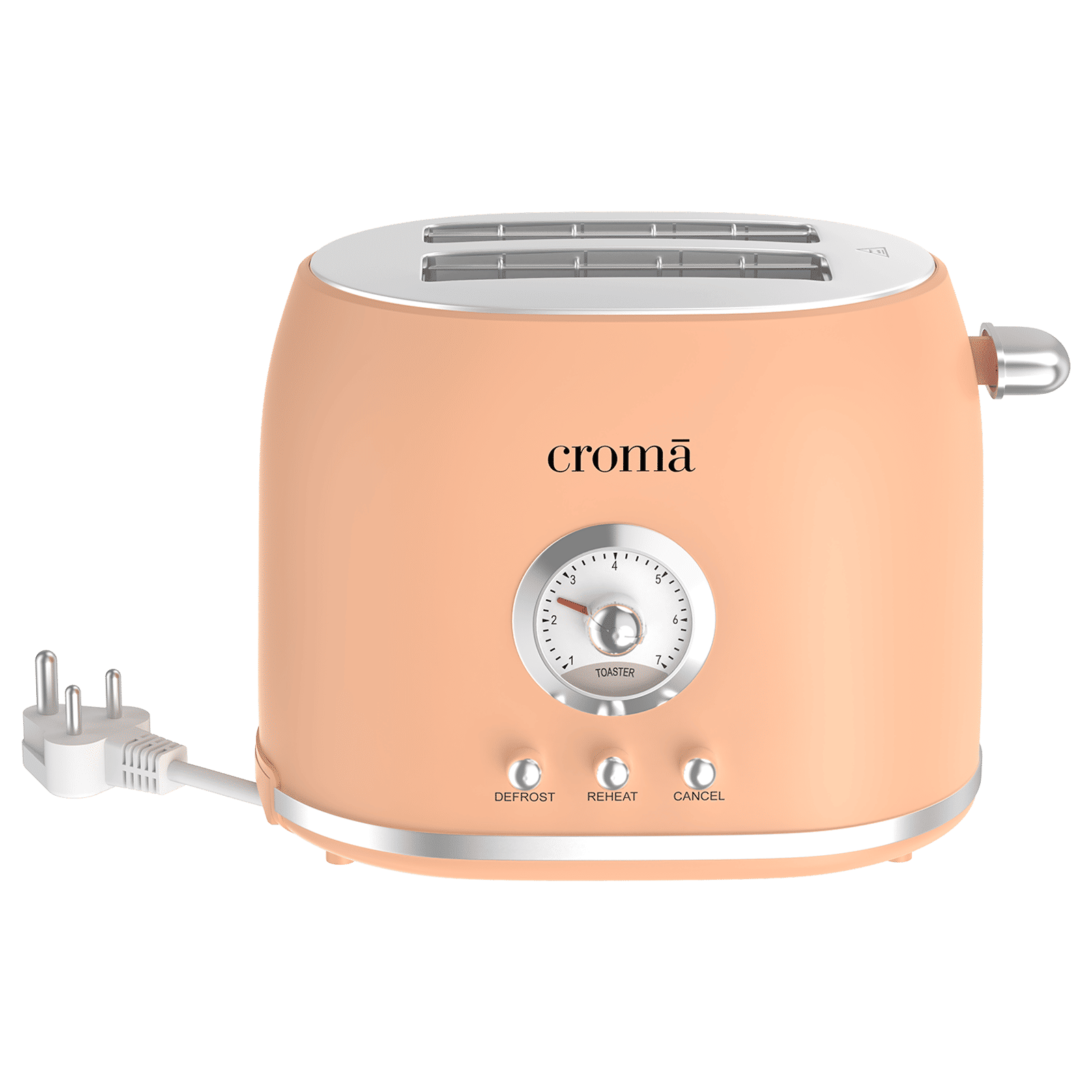 Croma 800W 2 Slice Pop-Up Toaster with Removable Crumb Tray (Peach)