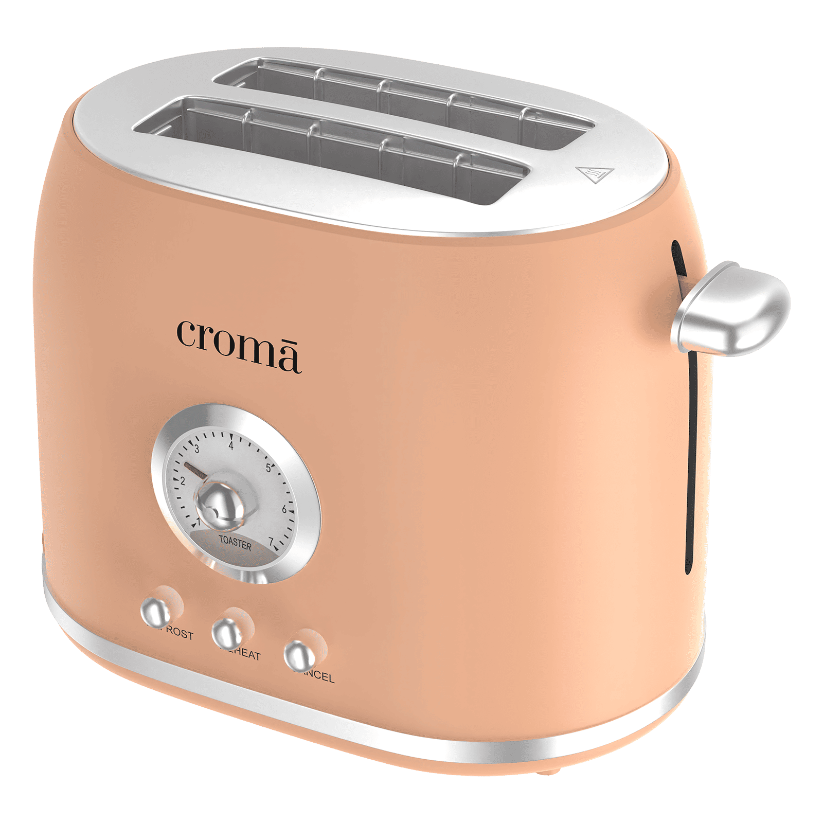 Croma 800W 2 Slice Pop-Up Toaster with Removable Crumb Tray (Peach)