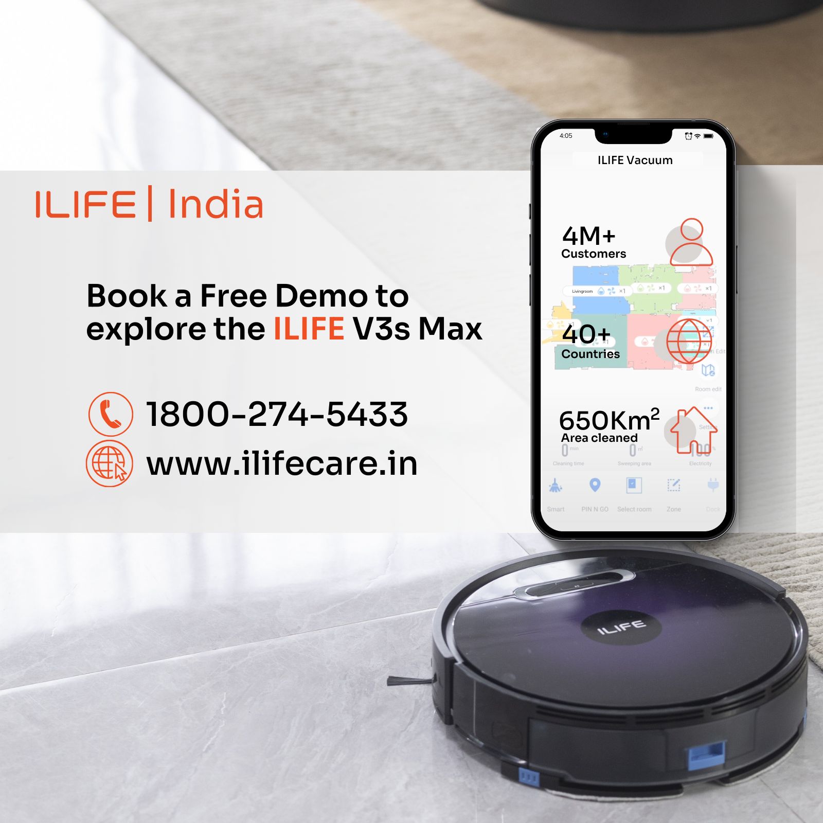 Buy ILIFE V3s Max Robotic Vacuum Cleaner & Mop with Wi-Fi 