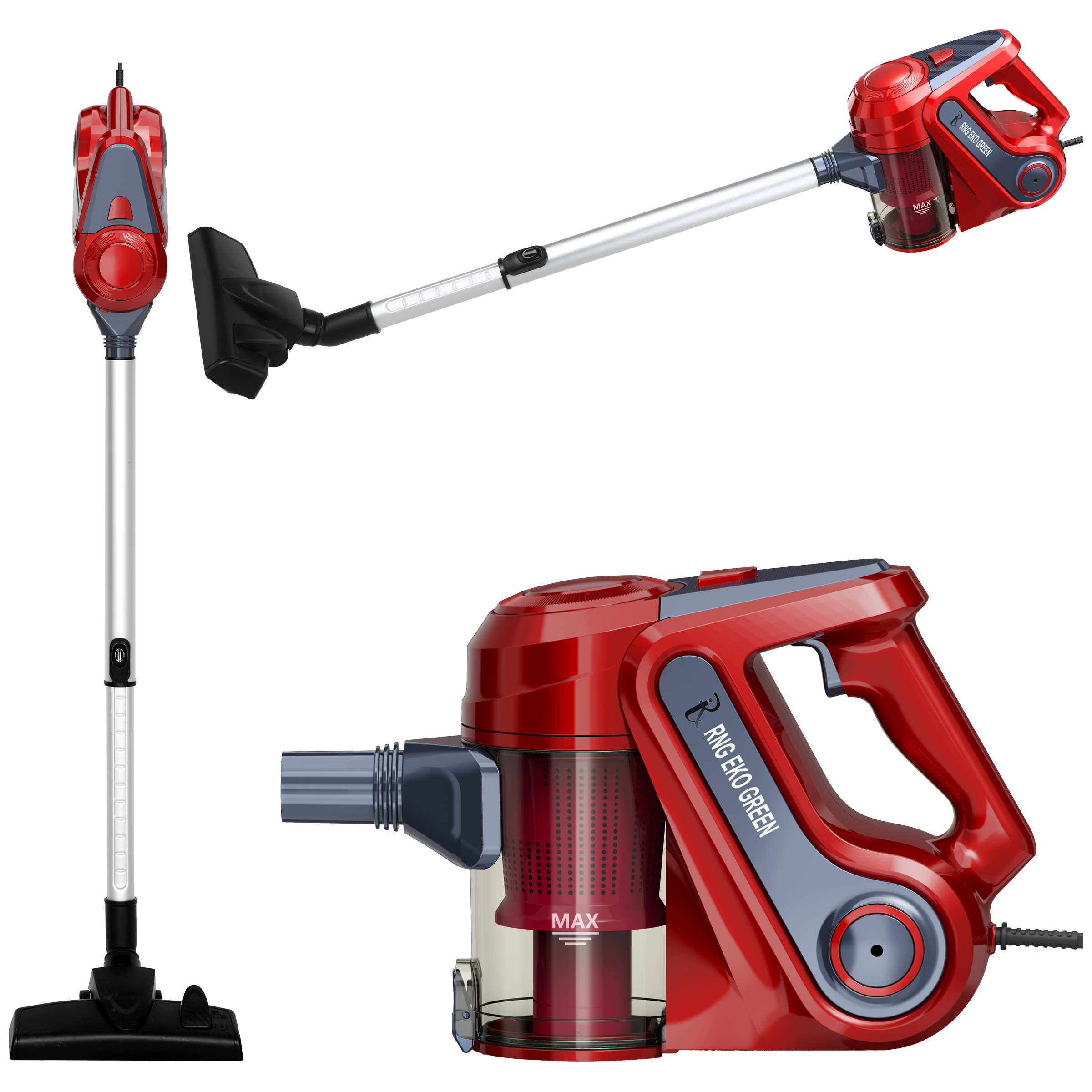 RNG EKO GREEN 1000 Watts Portable Vacuum Cleaner (0.5 Litre, RNG-VAC-003, Metallic Red and Grey)