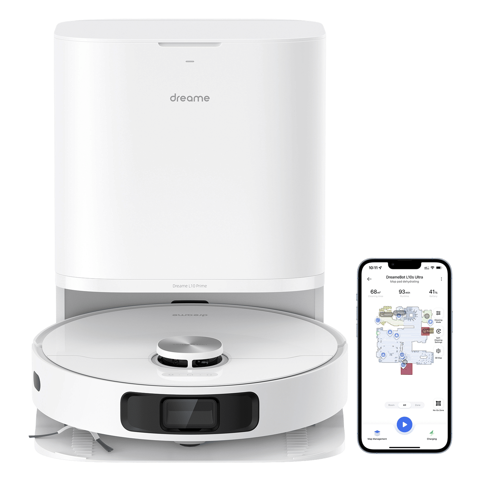 DREAME L10 Prime Robotic Vacuum Cleaner & Mop with LiDAR Navigation (Mop Self Cleaning, White)