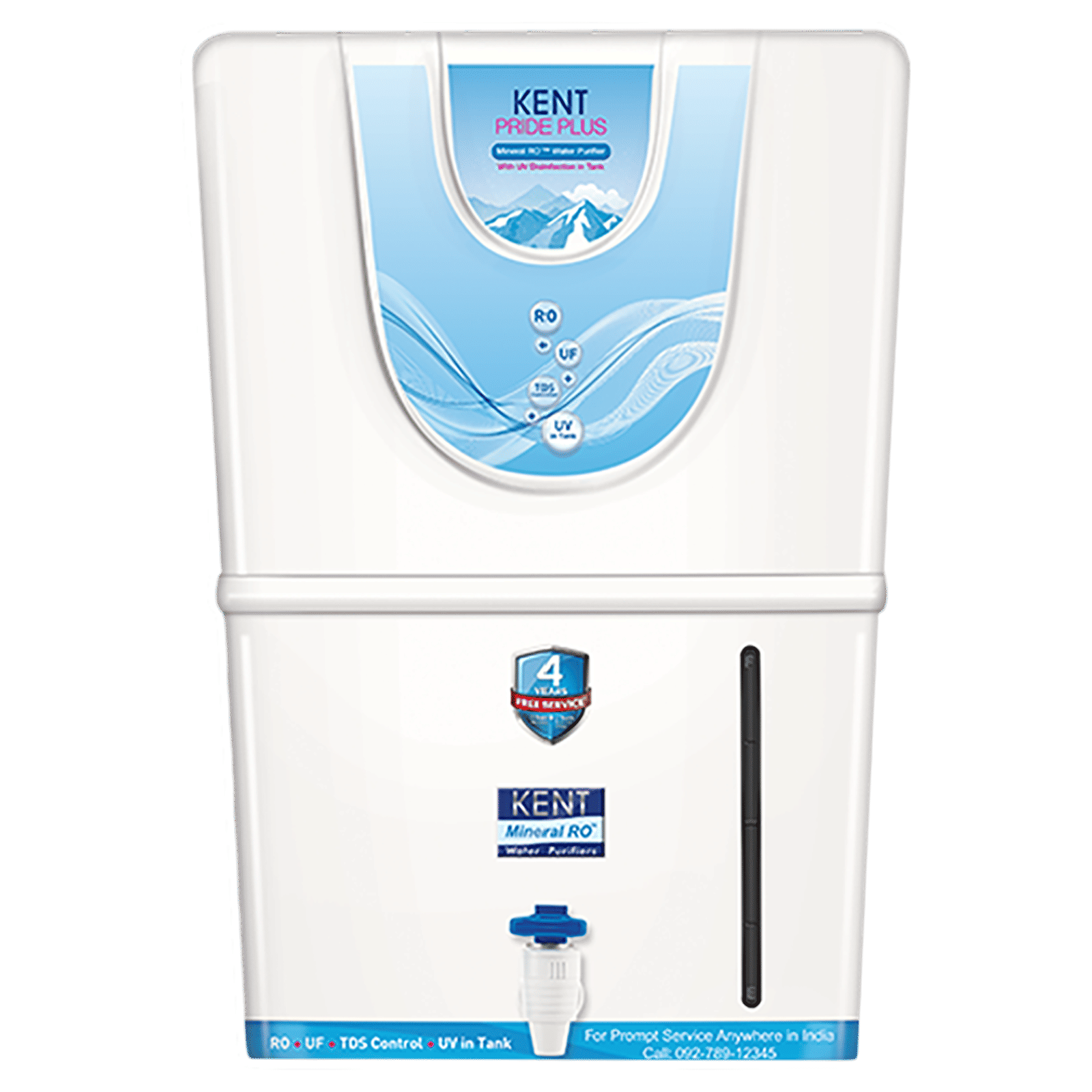 KENT Pride Plus 8L RO + UF + UV-in-tank + TDS Water Purifier with Multiple Purification Process (White)