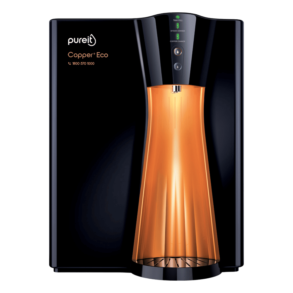 pureit Copper + Eco Mineral 8L RO + UV + MF Water Purifier with Advanced 7 Stage Purification And Eco Recovery Technology (Black)