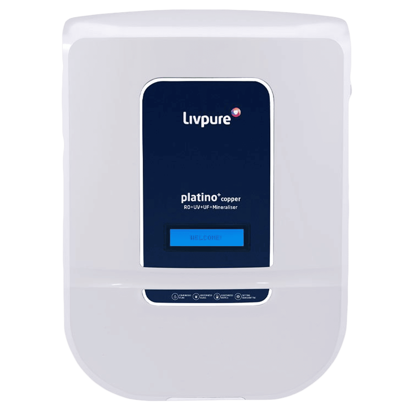 Livpure Platino Plus 8.5L RO + UV + UF + Mineraliser Water Purifier with 8 Stage Purification (White/Blue)