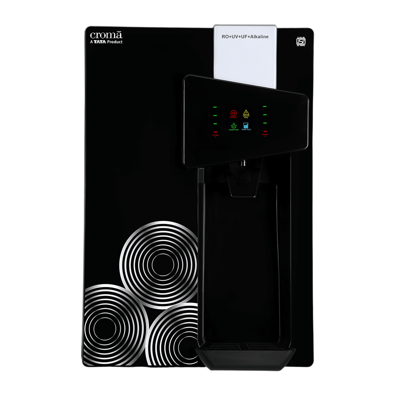 Croma 8.5L RO + UV + UF + Alkaline Water Purifier with Reverse Osmosis Filtration (Black)