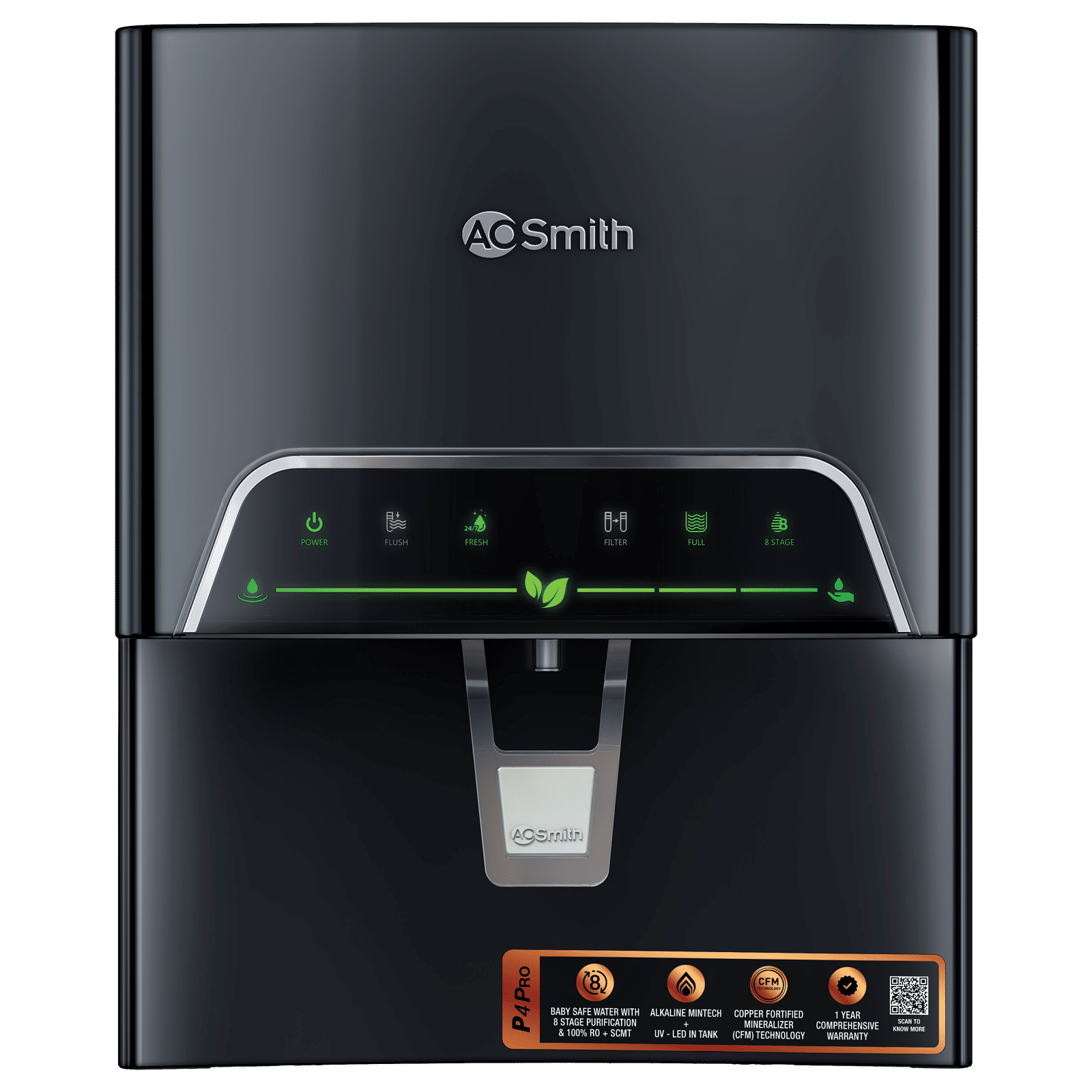 AO Smith ProPlanet P4 Pro 5L RO + SCMT Water Purifier with Advance Recovery Technology (Black)