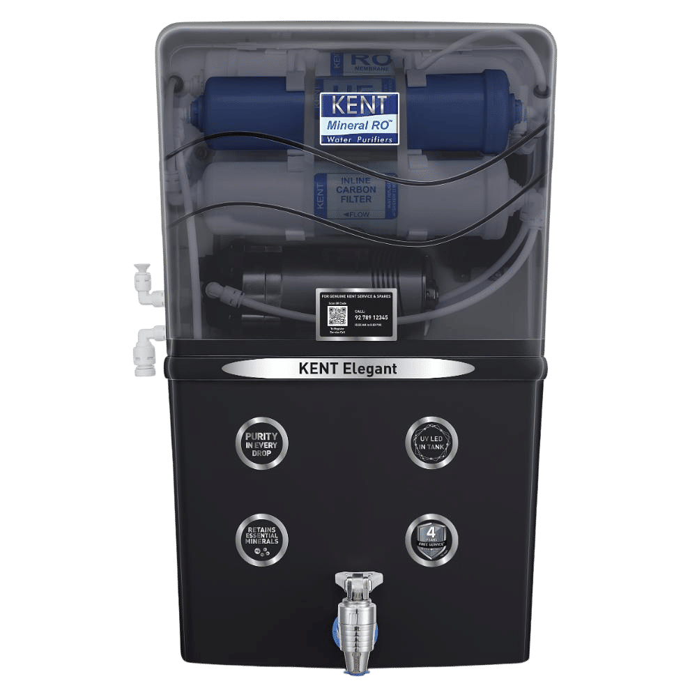 KENT Elegant 8L RO + UV + UF + TDS Water Purifier with Mineral RO Technology (Black)