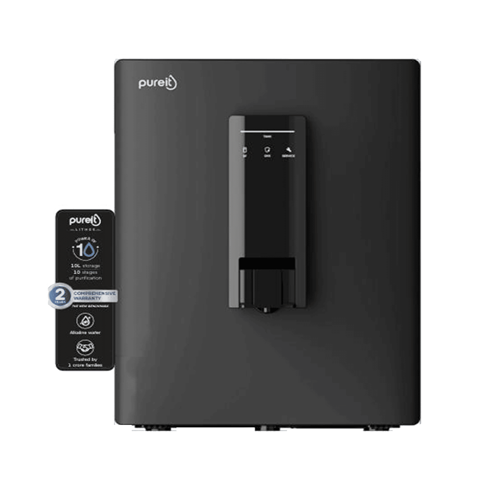 Pureit Lithos 10L RO + UV + MF + Alkaline Water Purifier with 10 Stage Purification (Black)