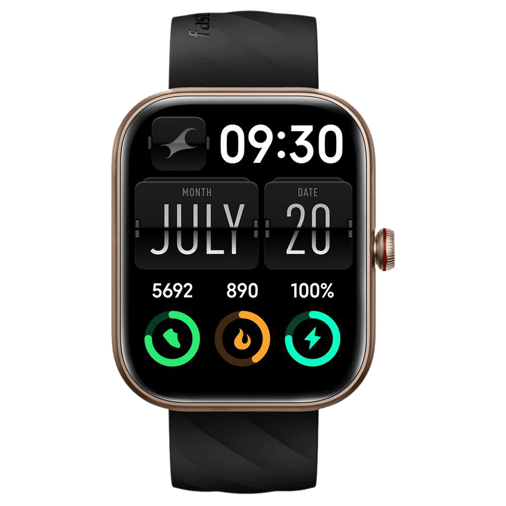 fastrack Kruz Plus Smartwatch with Functional Crown (48.5mm Super HD Display, Black Strap)