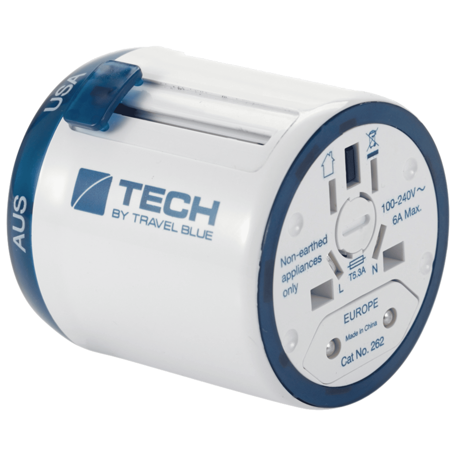 TRAVEL BLUE Twist & Slide World Travel Adaptor (262, White)