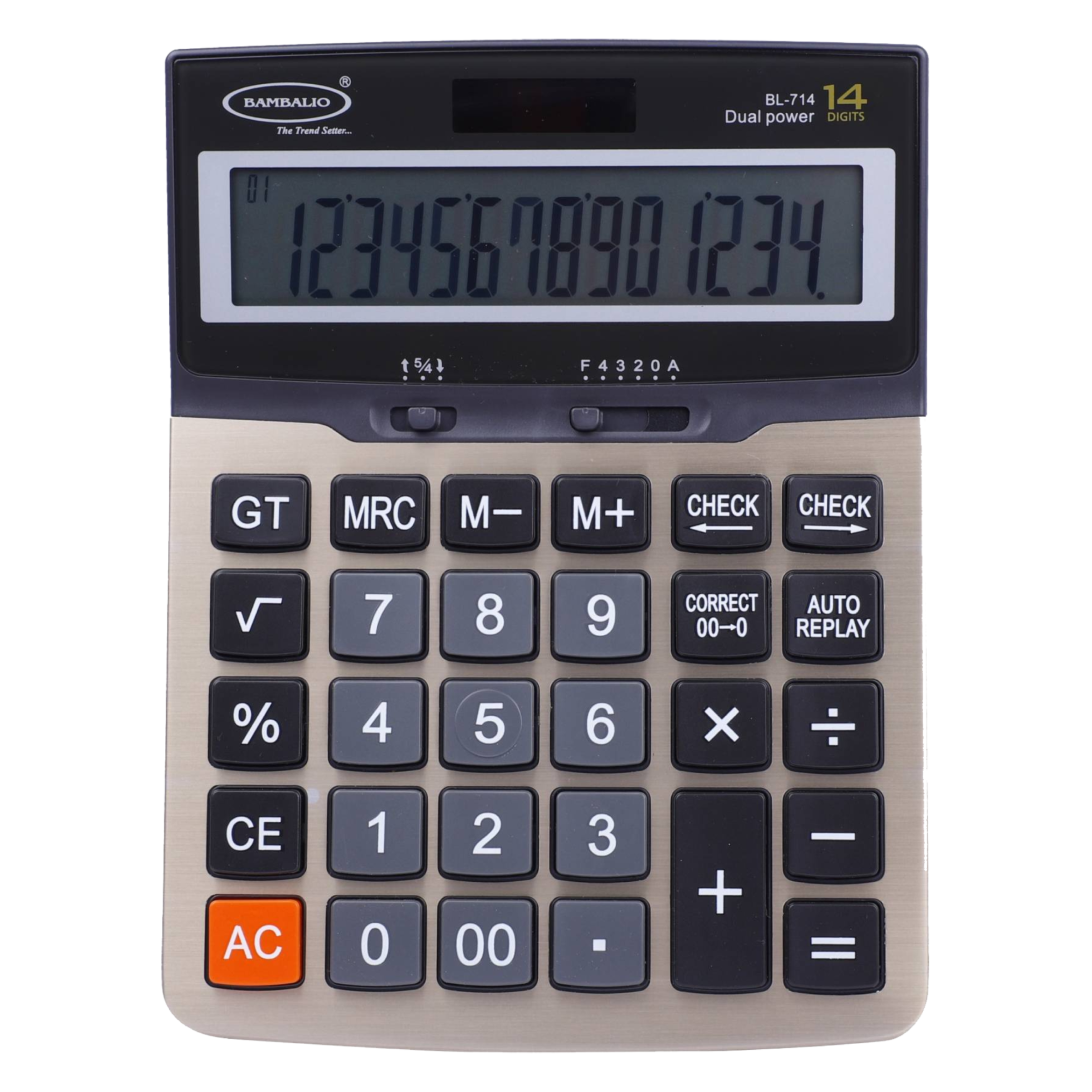 BAMBALIO Basic Calculator (14 Digits-Large Display, BL-714, Metallic)