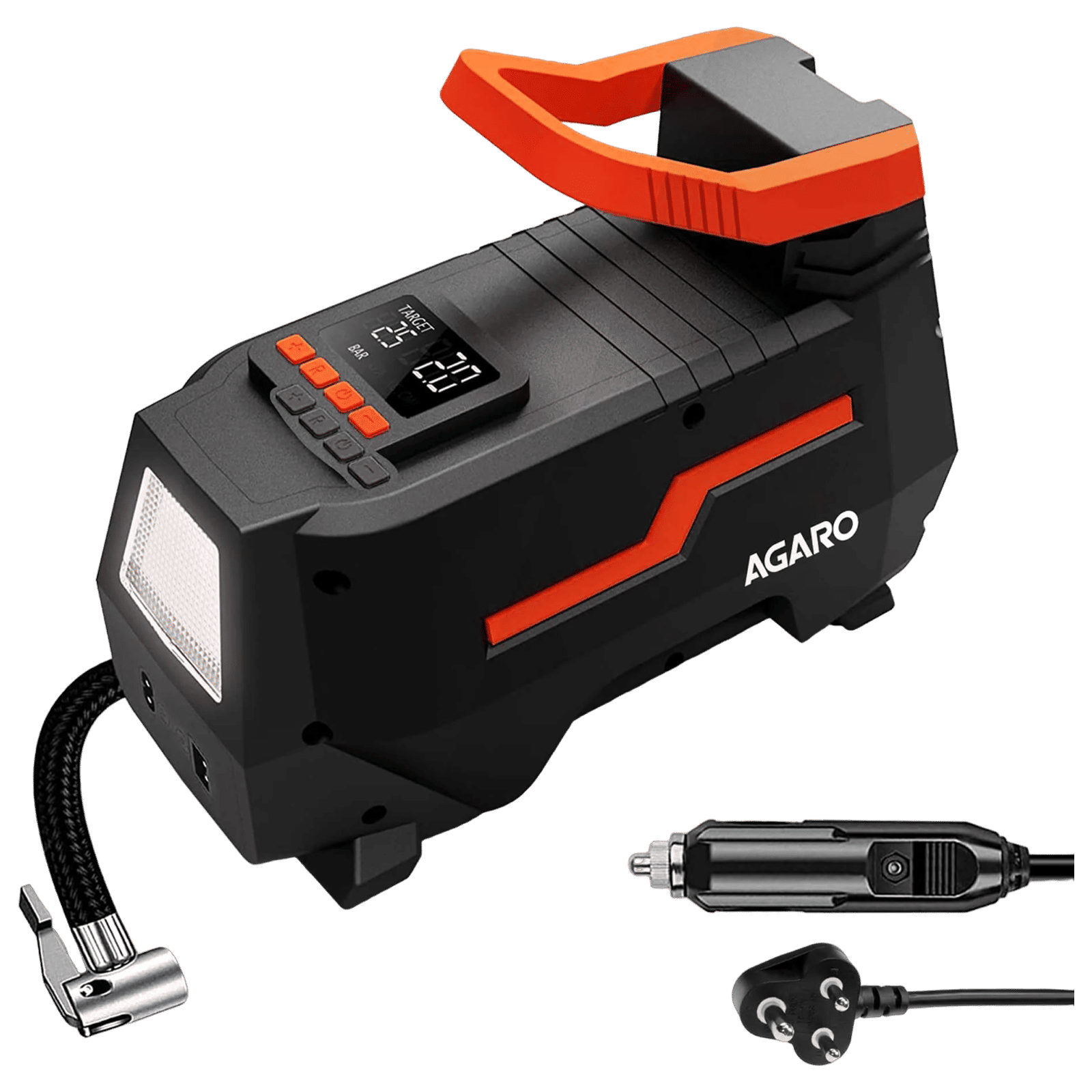 AGARO TI2157 150 PSI Tyre Inflator for Cars and Bikes (Auto Shut Off, 33720, Black)