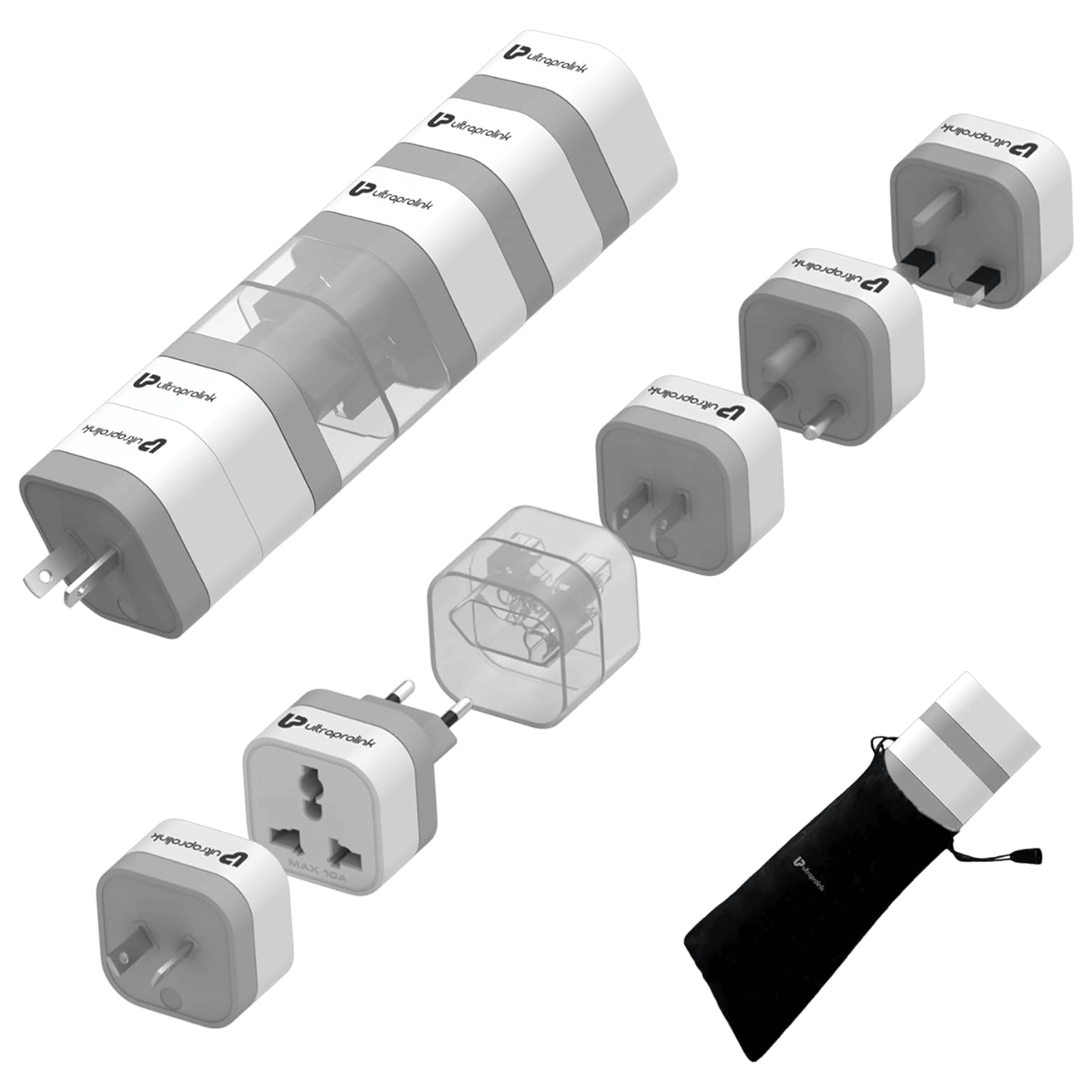 UltraProlink 5 Plugs Travel Adapter (Versatile Voltage Handling, UM1164, White)